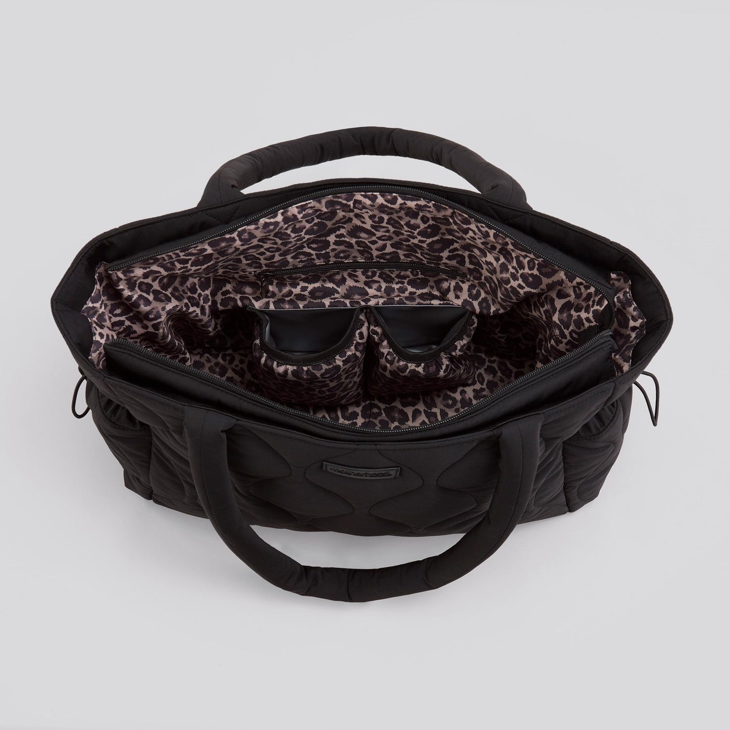 Motherhood Quilted Tote Diaper Bag Diaper Bag - Large Capacity Baby Bag for Travel, Waterproof with Insulated Pockets & Changing Pad, Black