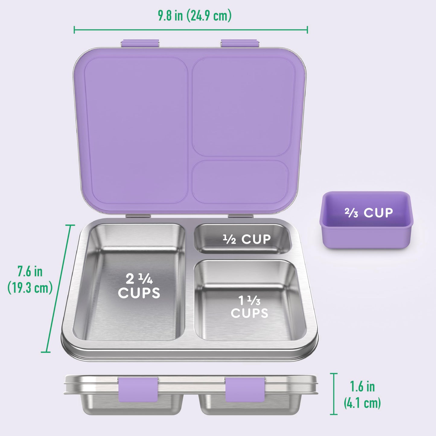 Bentgo Kids Stainless Steel Prints Leak-Resistant Lunch Box - 3-Compartments with Bonus Silicone Container, Durable, Eco-Friendly, Dishwasher Safe, BPA-Free, Ideal for School, Ages 3+ (Unicorn)