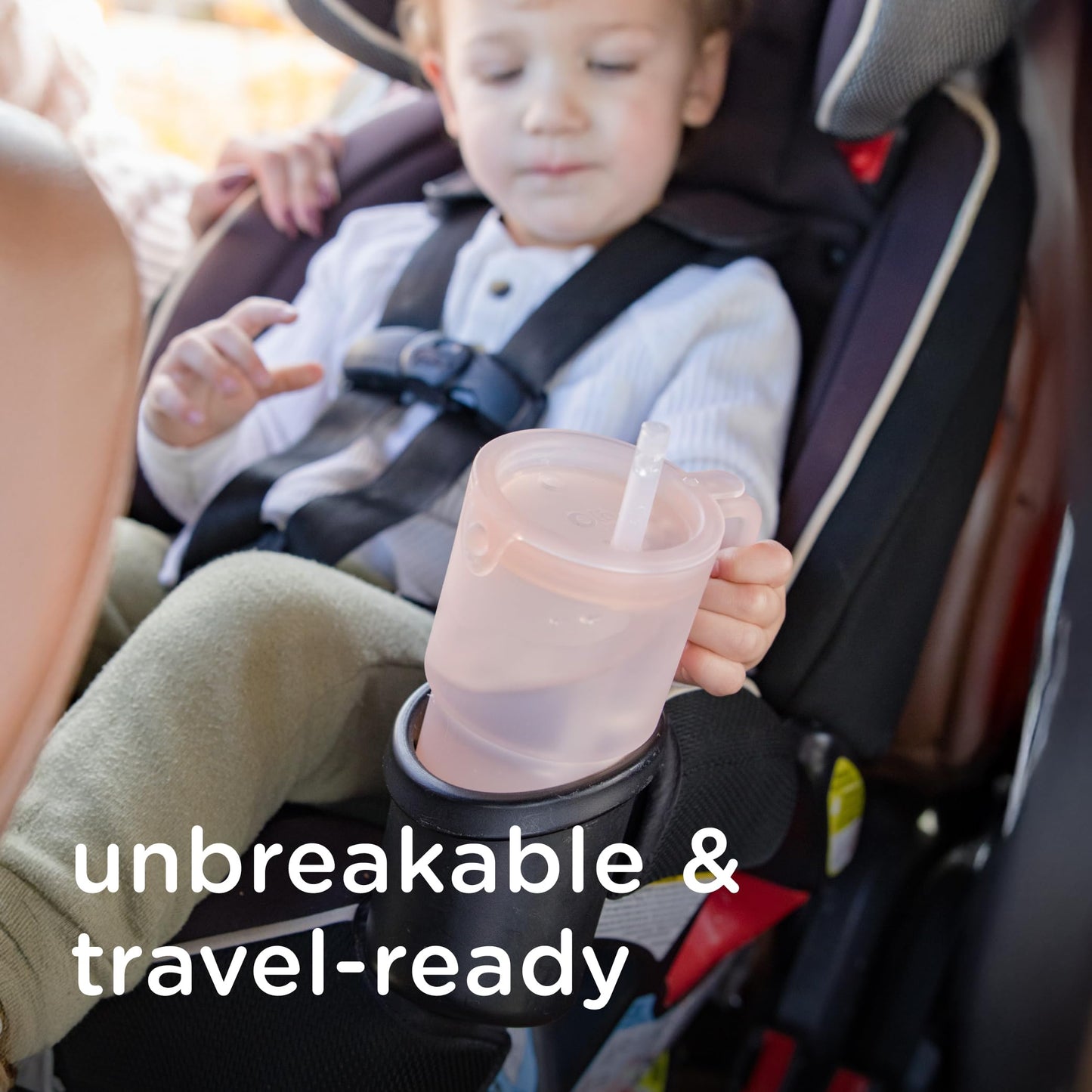 Olababy Clear Sense Silicone Tumbler with Handle & Straw 11 oz, Toddler & Kids Spill Proof Sippy Cup, Leak Resistant, BPA Free Baby Cup, Cupholder Compatible Travel Quencher (Blueberry, 1 PK)