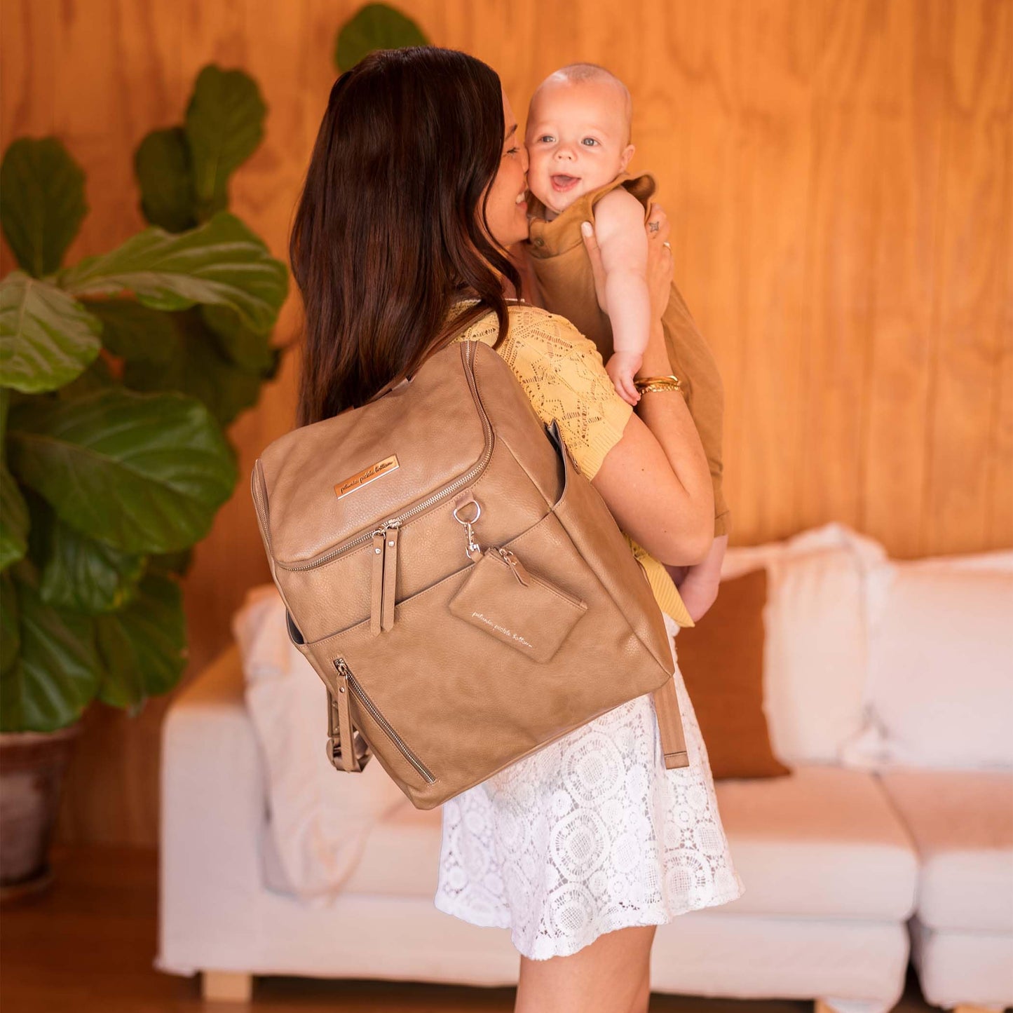 Petunia Pickle Bottom Tempo Backpack, Designed for Busy Families, Attaches to Stroller or Suitcase, Spacious Main Compartment, Mink