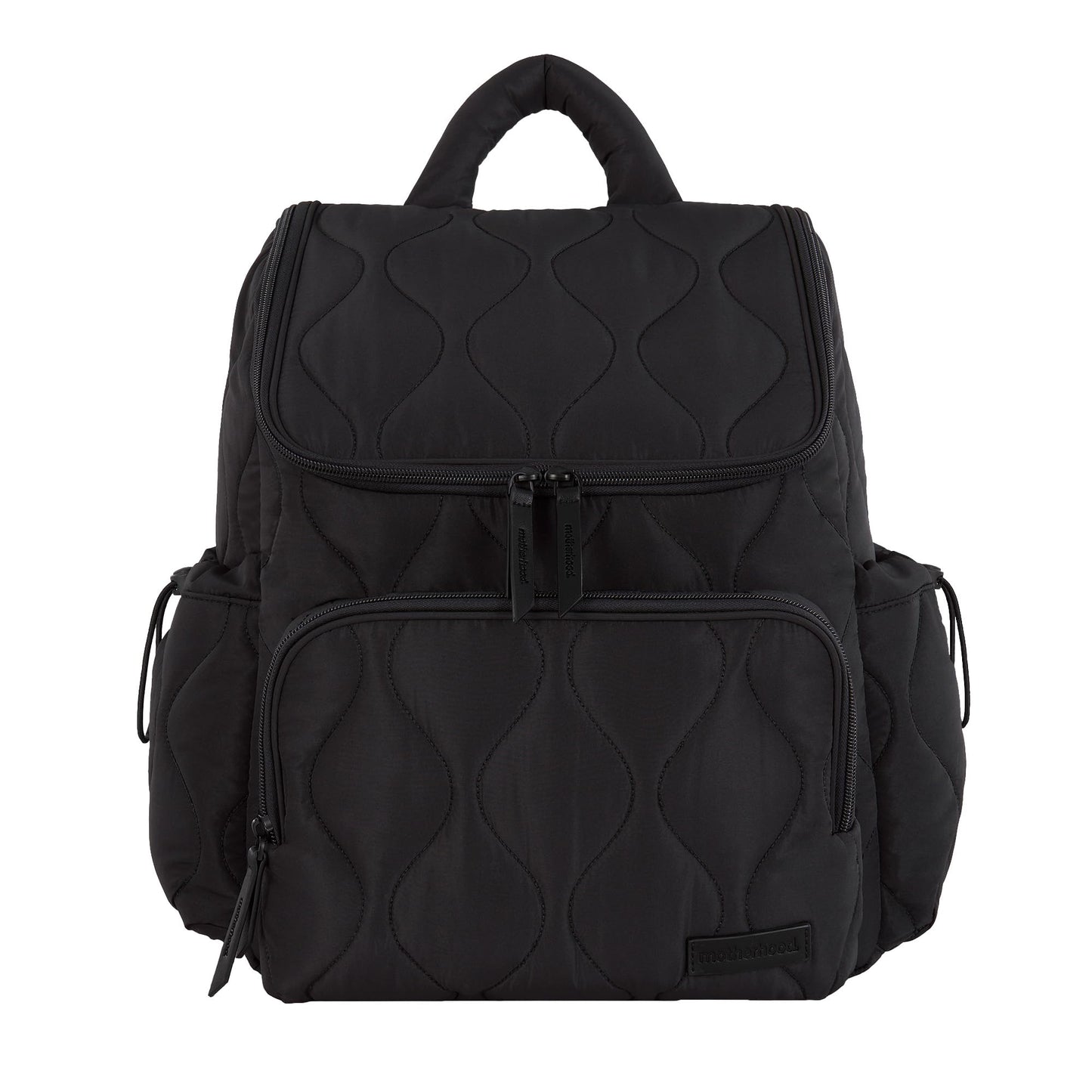Motherhood Quilted Backpack Diaper Bag Diaper Backpack - Large Capacity Baby Bag for Travel, Waterproof with Insulated Pockets & Changing Pad & Stroller Straps, Black