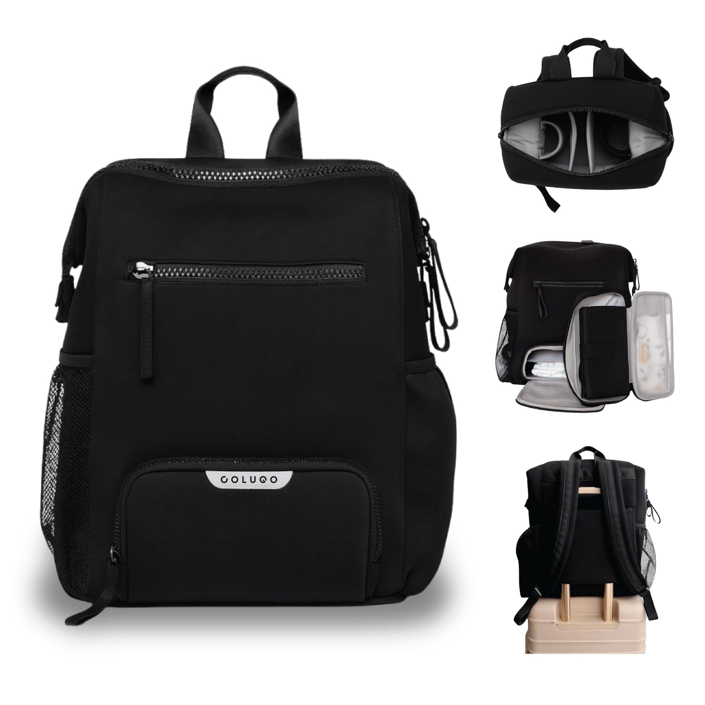 Colugo Neoprene Parent Diaper Backpack with Changing Pad & Pouches – Lightweight, Durable, Machine Washable Baby Bag with Insulated Pocket, Luggage Sleeve, Multiple Compartments