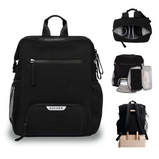 Colugo Neoprene Parent Diaper Backpack with Changing Pad & Pouches – Lightweight, Durable, Machine Washable Baby Bag with Insulated Pocket, Luggage Sleeve, Multiple Compartments