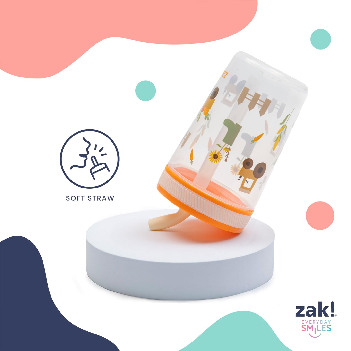 Zak Designs Kelso Toddler Cups For Travel or At Home, 15oz 2-Pack Durable Plastic Sippy Cups With Leak-Proof Design is Perfect For Kids (Fanciful Unicorn, Happy Skies)