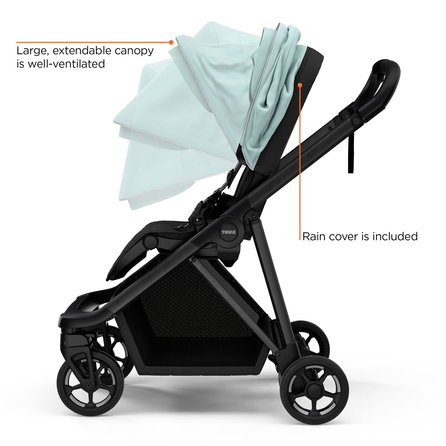 Thule Shine City Stroller - Compact 4 Wheel Stroller - One-Hand Compact fold - Lightweight and Easy to Maneuver - from Birth Accessories