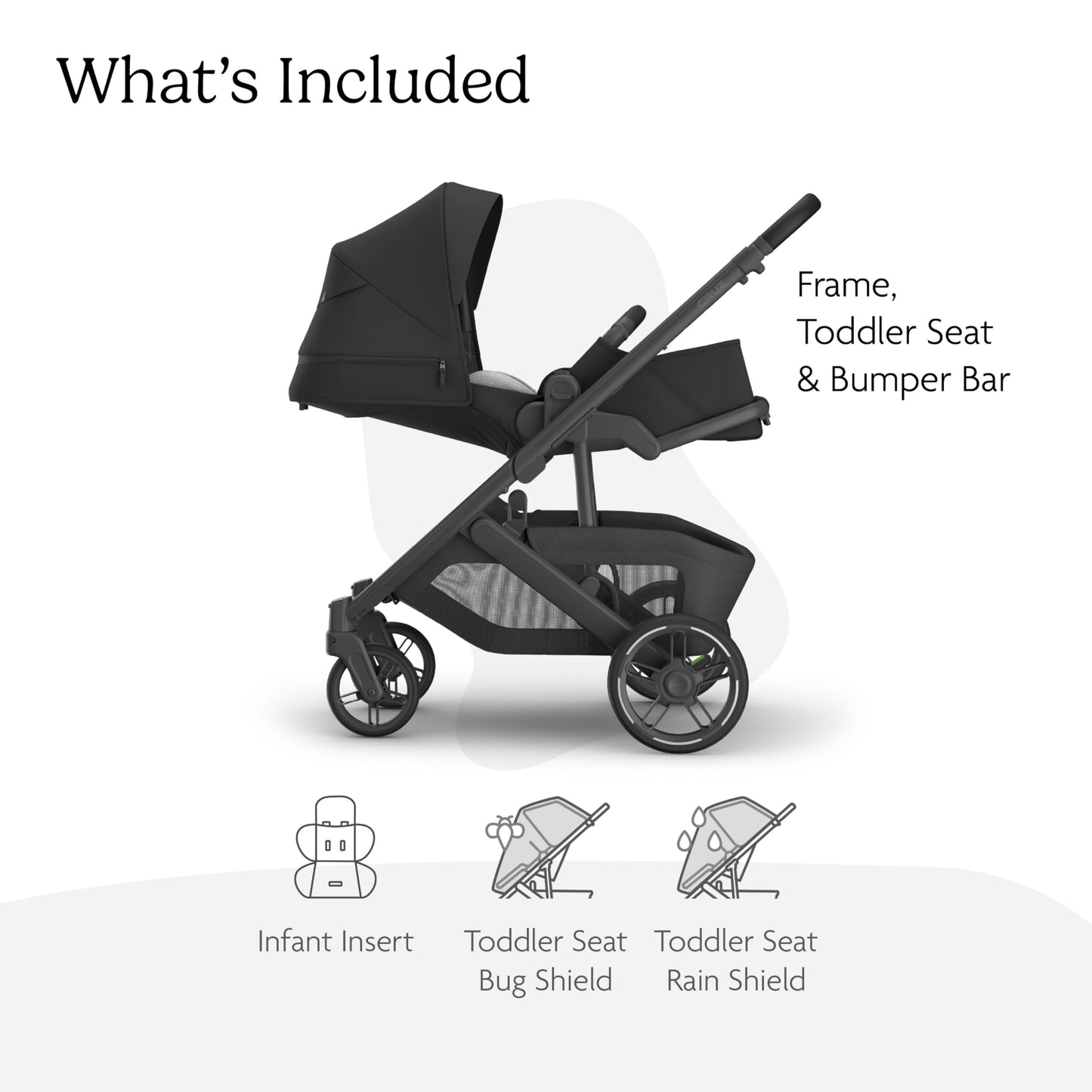 UPPAbaby Cruz V3 Stroller - from Birth + Car Seat Compatible - Full-Size, Reversible Seat - Infant Insert, Bug and Rain Shields Included - Jake (Charcoal/Carbon Frame/Black Leather)