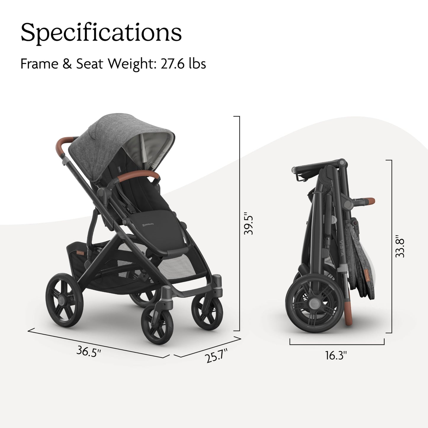 UPPAbaby Vista V3 Convertible Single-to-Double Stroller for Baby & Toddler, 30+ Configurations, Travel System Compatible, All-Wheel Suspension, XL Basket – Greyson (Charcoal Mélange/Carbon Frame)
