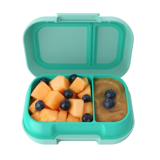 Bentgo Kids Snack - 2 Compartment Leak-Proof Bento Box Container for Snacks and Small Meals, Easy-Open Latch, Dishwasher Safe, BPA-Free for School, Daycare, & Sports - Ideal for Ages 3+ (Aqua)