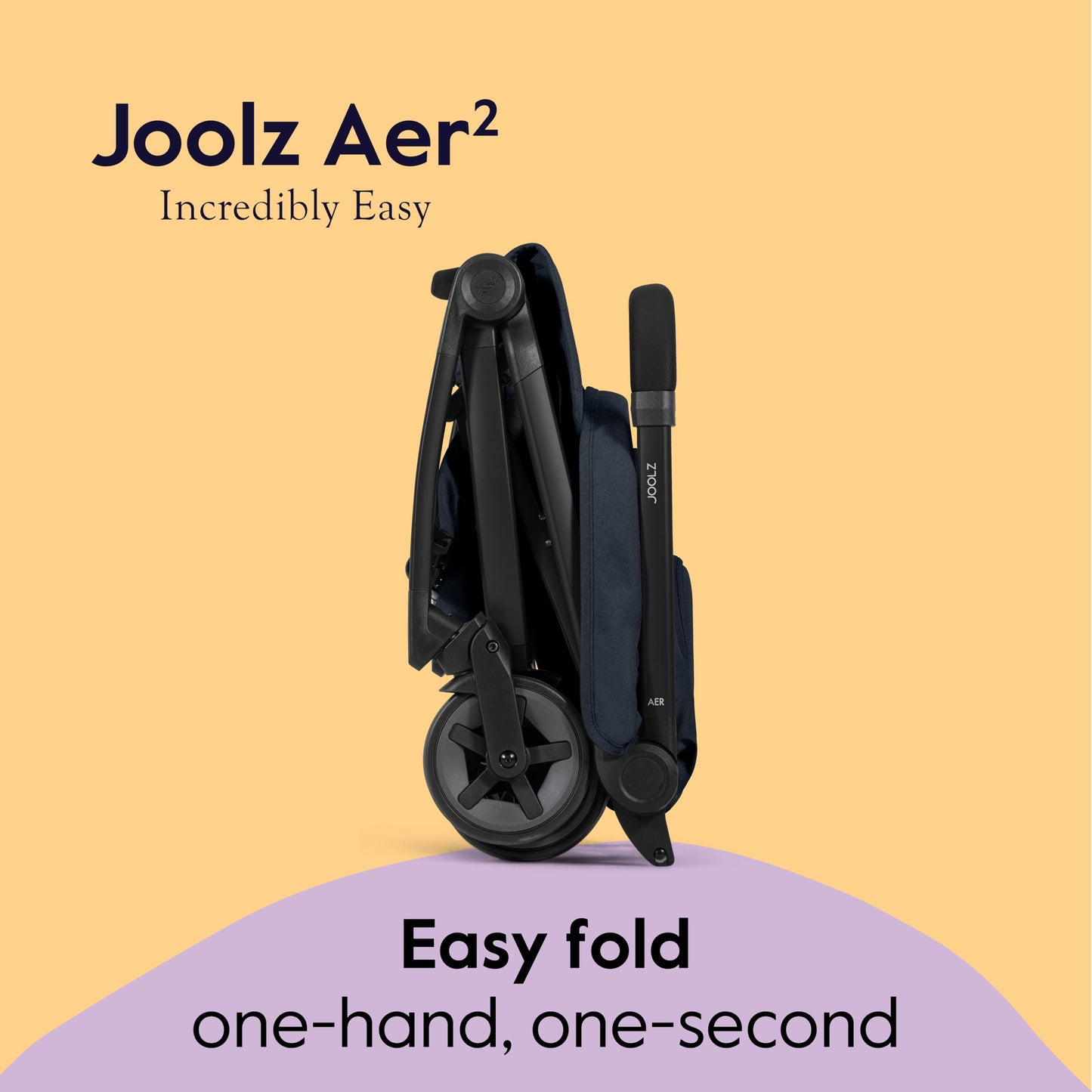 Joolz Aer2 Lightweight Travel Stroller For Baby & Toddler – Ultra-Compact One-Hand Foldable Stroller, Reclining Seat, UPF 50+ Canopy, Adjustable Leg Rest, Carry-On & Airplane Approved (Dark Navy Blue)