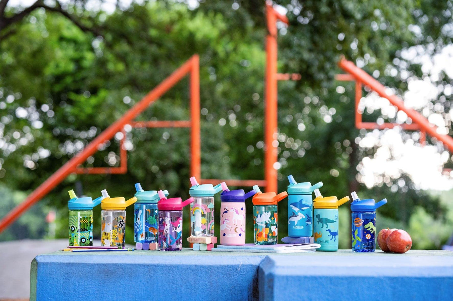 CamelBak Eddy+ Kids Bite Valve Straw Tritan Renew Water Bottle Airplane Bandits, 14oz