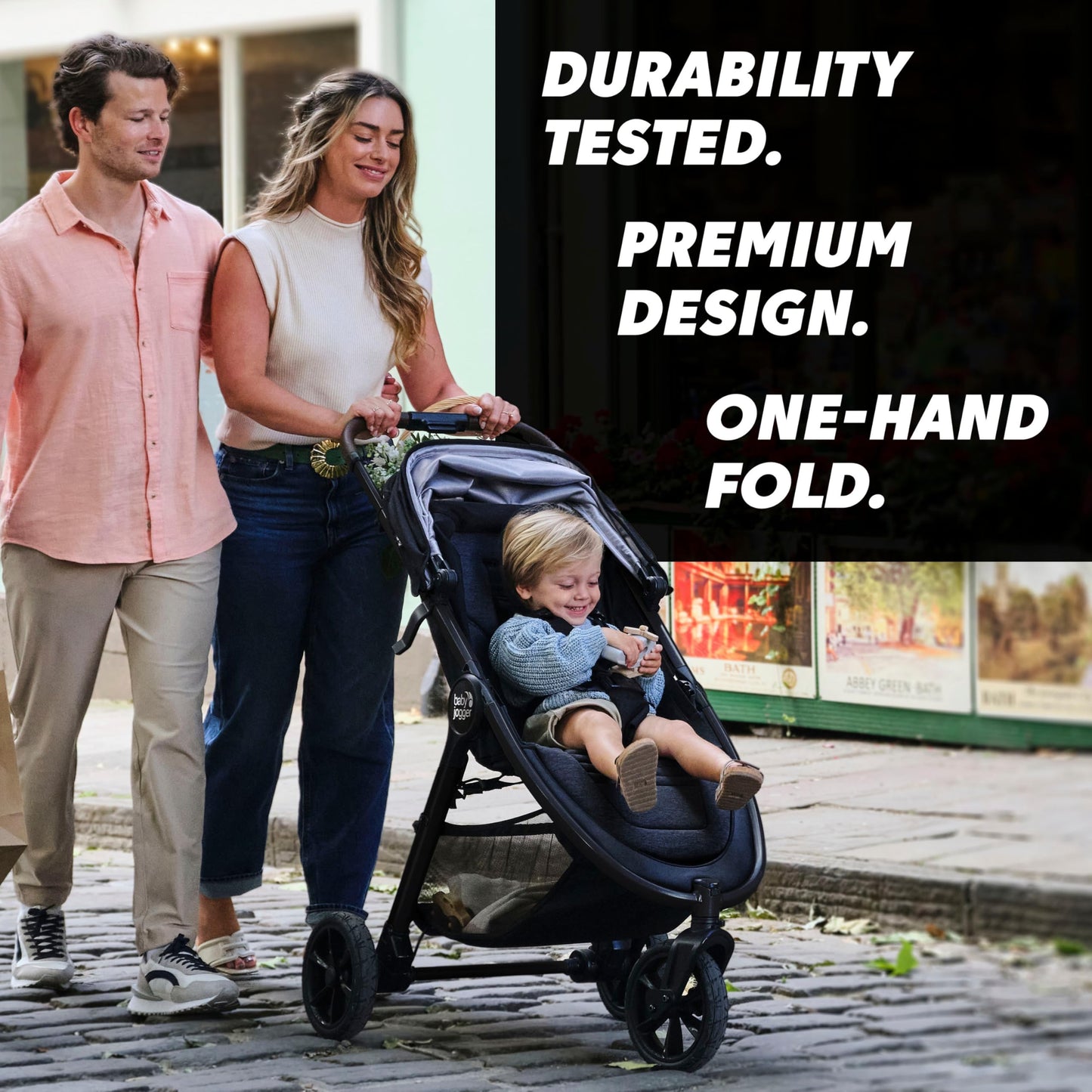 Baby Jogger City Mini GT3 All Terrain Stroller with Forever Air Rubber Tires and All Wheel Suspension with Magnetic Buckle and No-Rethread Harness, Height-Adjustable Handlebar, and Foot Brake