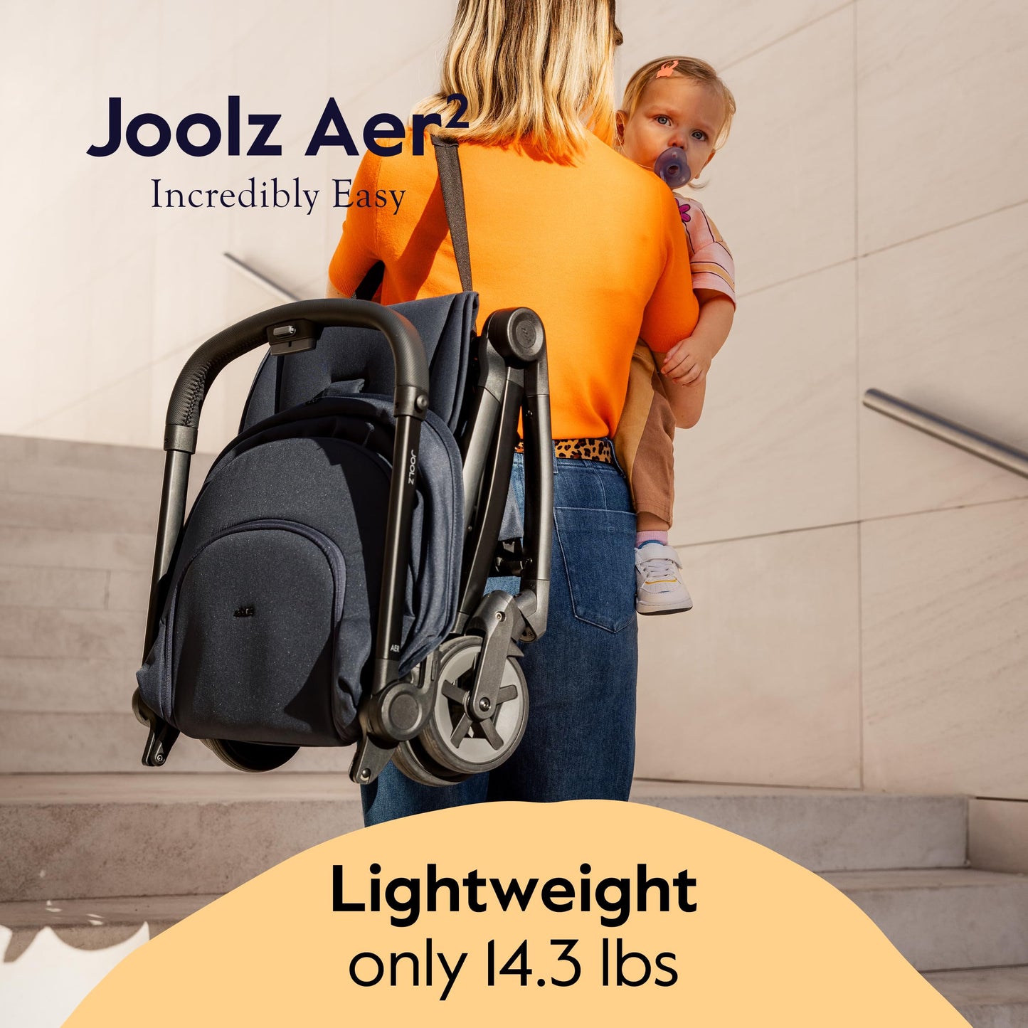 Joolz Aer2 Lightweight Travel Stroller For Baby & Toddler – Ultra-Compact One-Hand Foldable Stroller, Reclining Seat, UPF 50+ Canopy, Adjustable Leg Rest, Carry-On & Airplane Approved (Dark Navy Blue)