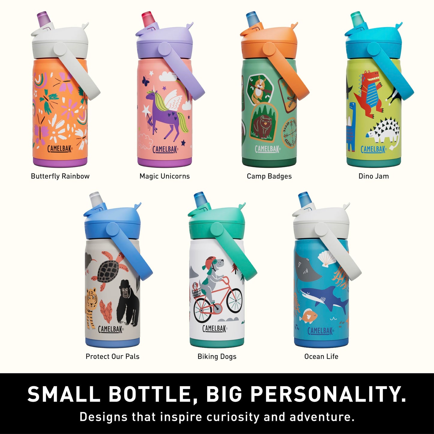 CamelBak Thrive Flip Straw Kids Bite Valve Stainless Steel Water Bottle, 12oz