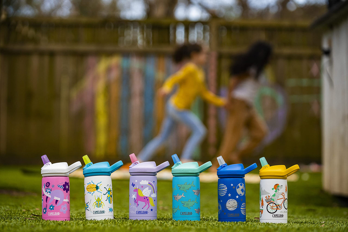 CamelBak Eddy+ Kids Bite Valve Straw Insulated Stainless Steel Water Bottle Flowerchild Sloth, 12oz