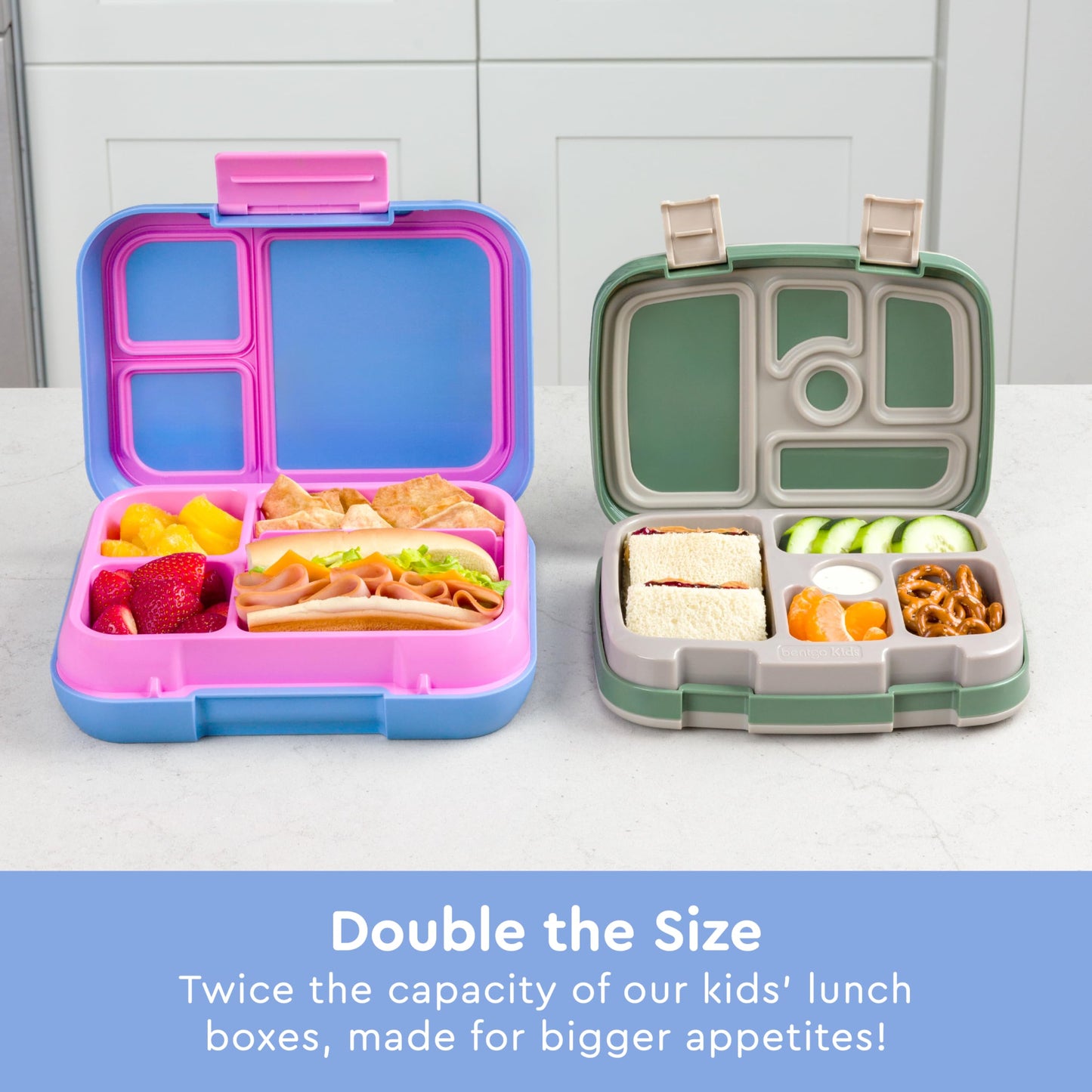 Bentgo Pop - Leak-Proof Lunch Box & Removable Divider for Ages 8+ & Teens - Lunch Container Holds 5 Cups of Food; 3-4 Compartments; Microwave/Dishwasher Safe; 2 Year Warranty (Periwinkle/Pink)