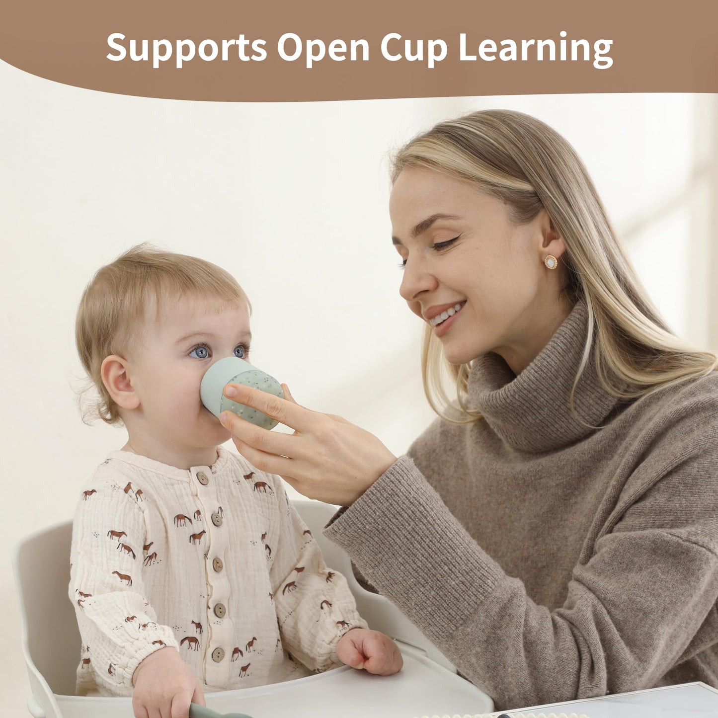 Moonkie Silicone Baby Cups 4 Months+ | Tiny Open Training Cups for Infants with Confetti Sprinkles | Baby-Led Weaning Essential | 2 oz (Blush/Soft Lilac, 2 Pack)