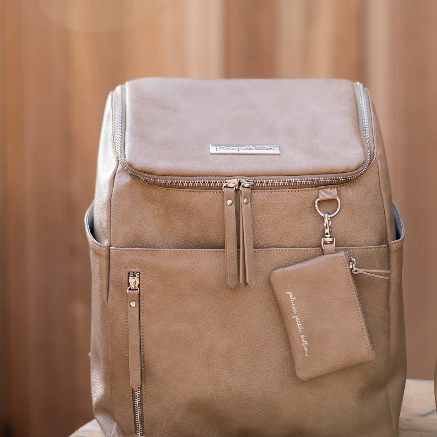 Petunia Pickle Bottom Tempo Backpack, Designed for Busy Families, Attaches to Stroller or Suitcase, Spacious Main Compartment, Mink