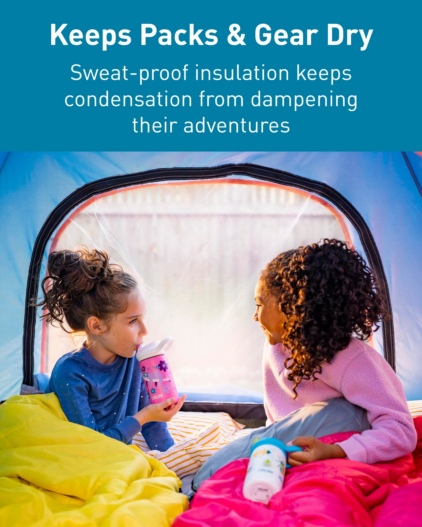 CamelBak Eddy+ Kids Bite Valve Straw Insulated Stainless Steel Water Bottle Flowerchild Sloth, 12oz