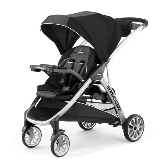 Chicco BravoFor2 Standing/Sitting Double Stroller - Iron | Black/Grey