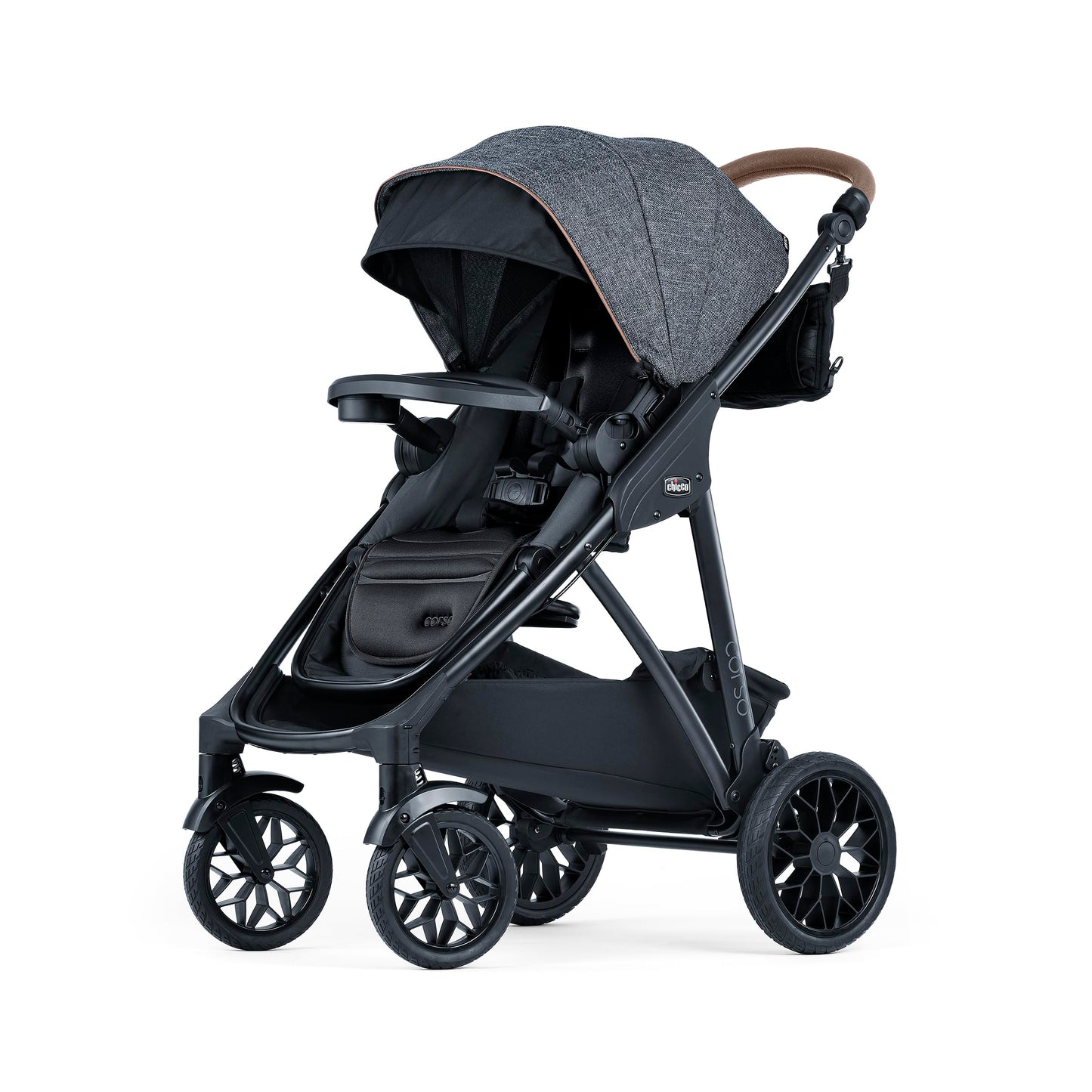 Chicco Corso Primo Modular Quick-Fold Stroller with Infant Car Seat Adapter, for Newborns and Toddlers | Summit/Grey