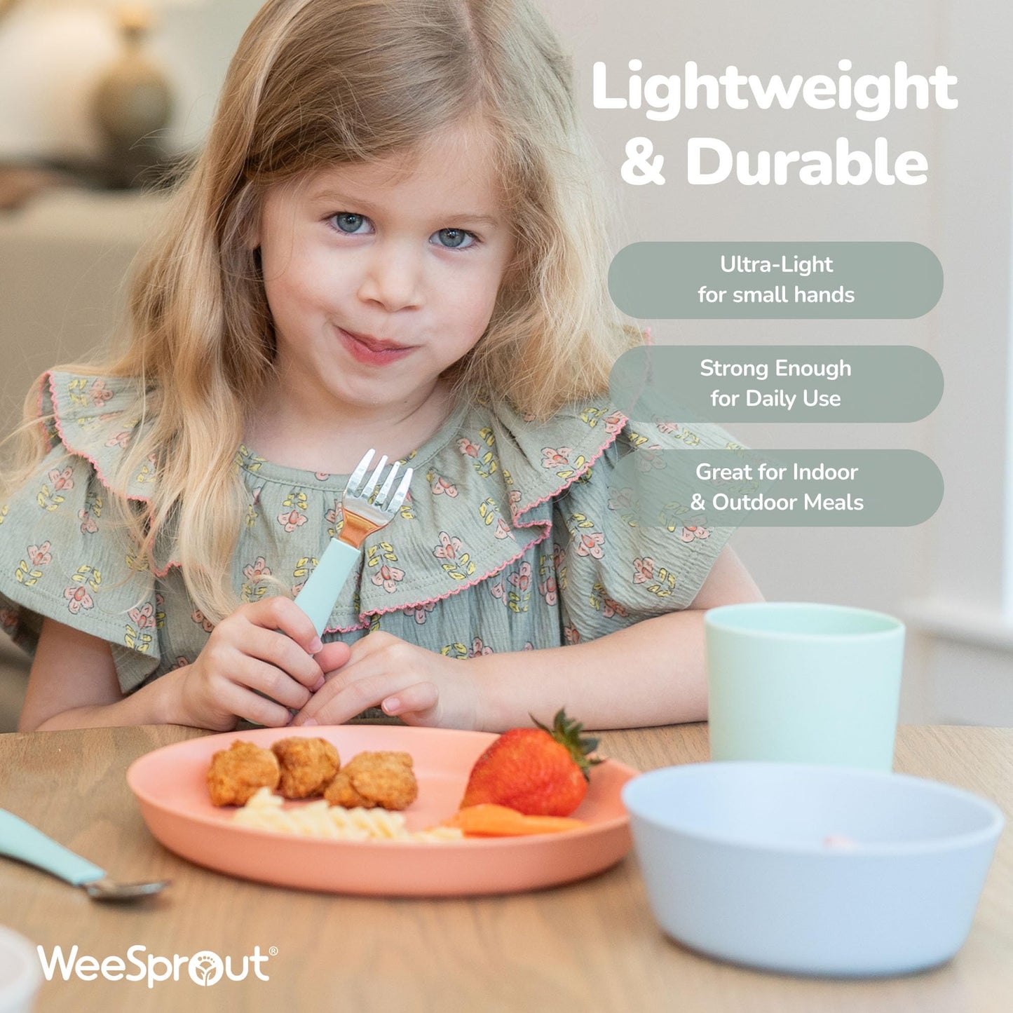 WeeSprout Bamboo Toddler Cups, 10 oz Set of Four, Babies, Big Kids & Toddlers, Made With All Natural Bamboo, Dishwasher Safe (Pastel Blue, Mint, Purple & Pink, 10 oz (Without Lids))