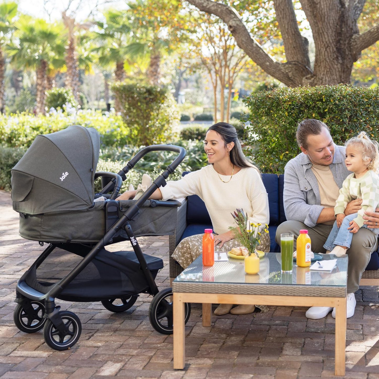 Joie Ginger lx 4-in-1 One-Hand Pramette Stroller - Easy Convertible Pramette and Stroller with a One-Hand Pramette Conversion, for Newborns to Toddlers (Evergreen)