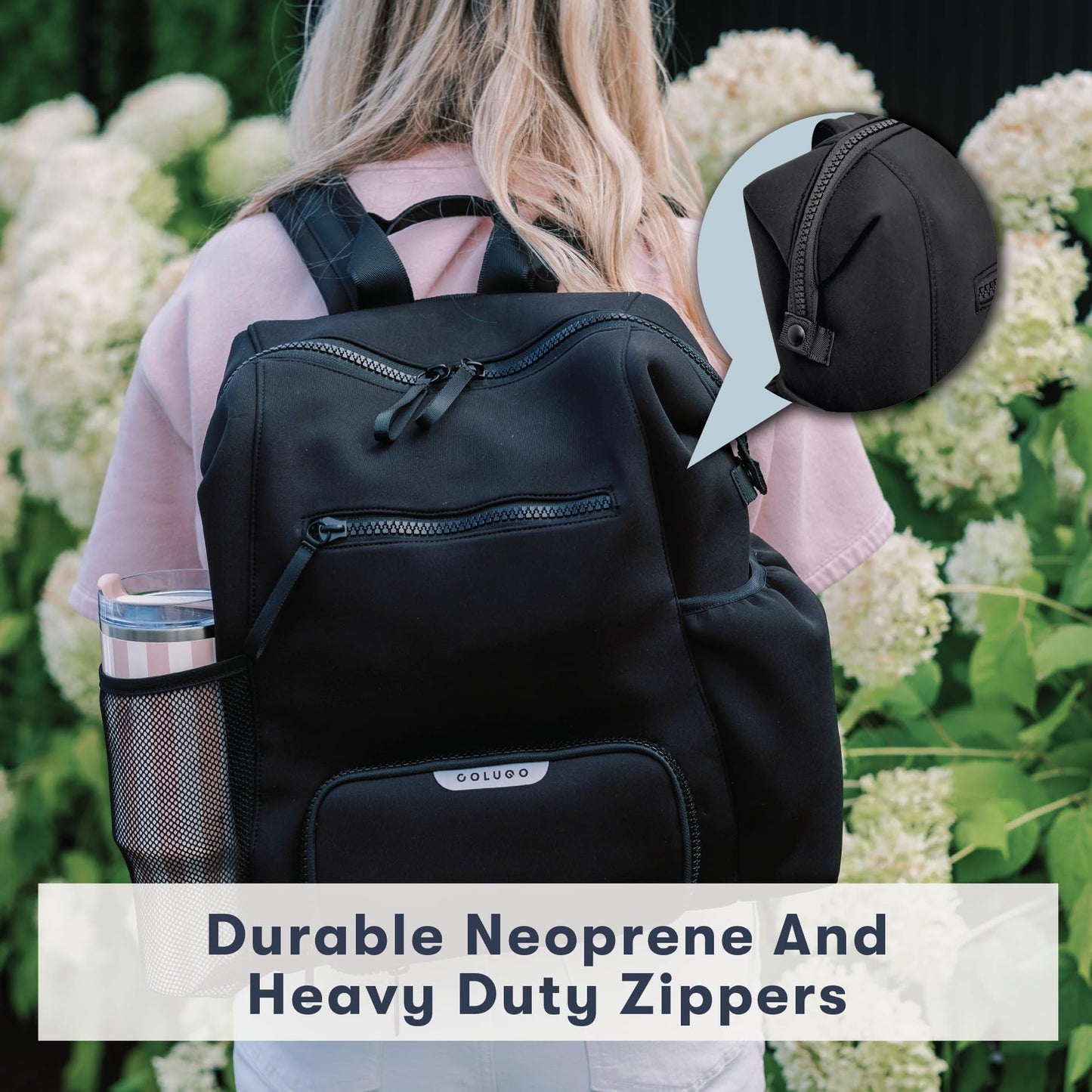 Colugo Neoprene Parent Diaper Backpack with Changing Pad & Pouches – Lightweight, Durable, Machine Washable Baby Bag with Insulated Pocket, Luggage Sleeve, Multiple Compartments