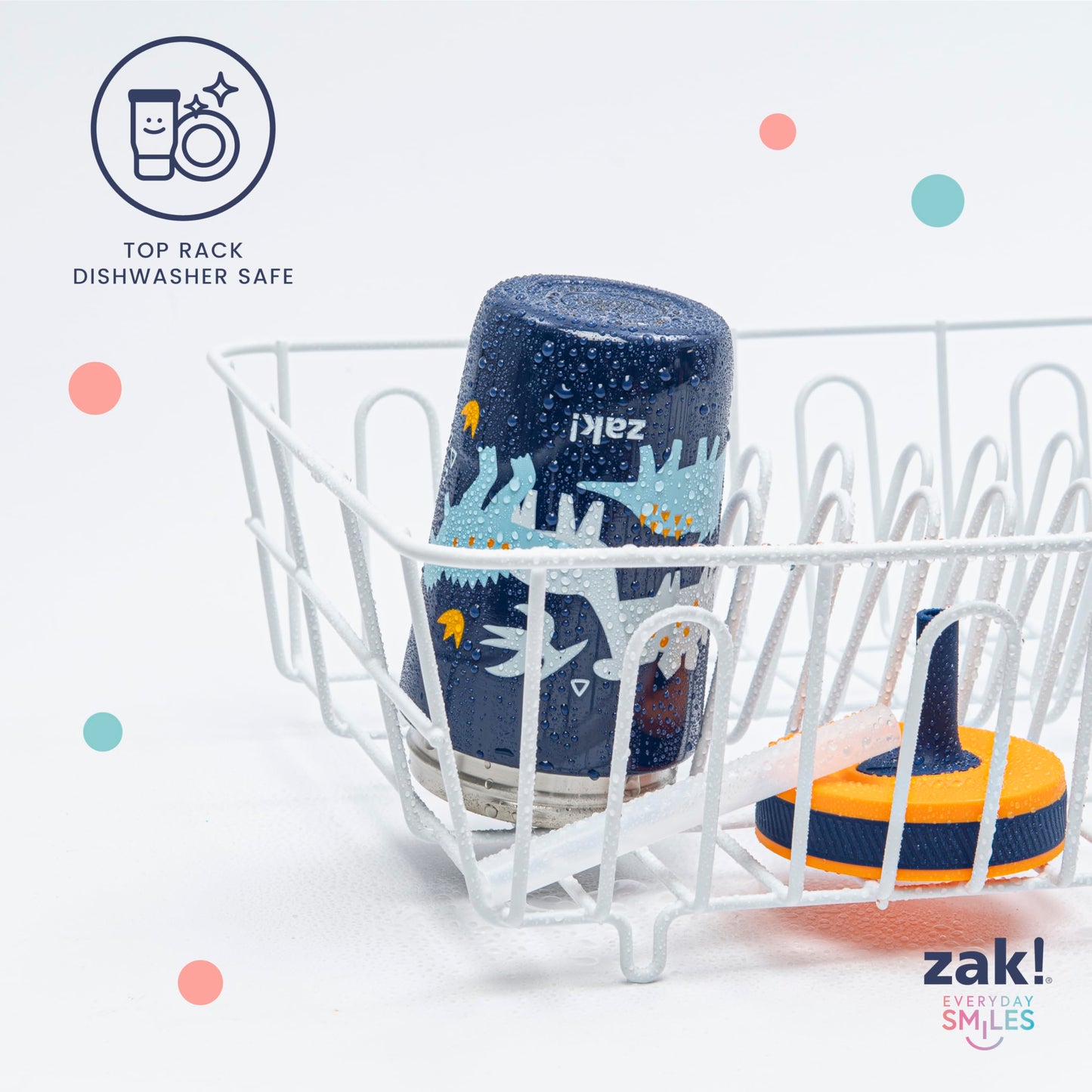 Zak Designs Kelso Tumbler Toddler Cup For Travel or At Home, 12oz Vacuum Insulated Stainless Steel Sippy Cup With Leak-Proof Design is Perfect For Kids (Happy Fruit)