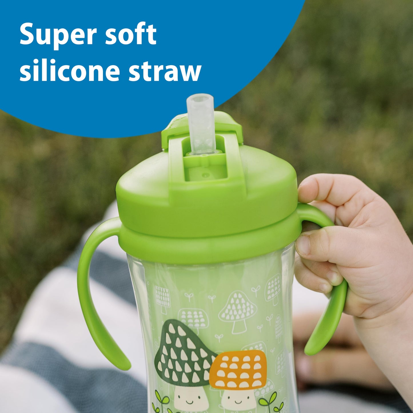 Dr. Brown's Milestones Insulated Sippy Cup with Straw and Handles, Spill-Proof Tumbler with Lid, 2-Pack, Blue & Green, 10 oz/300 mL, BPA Free, 12m+