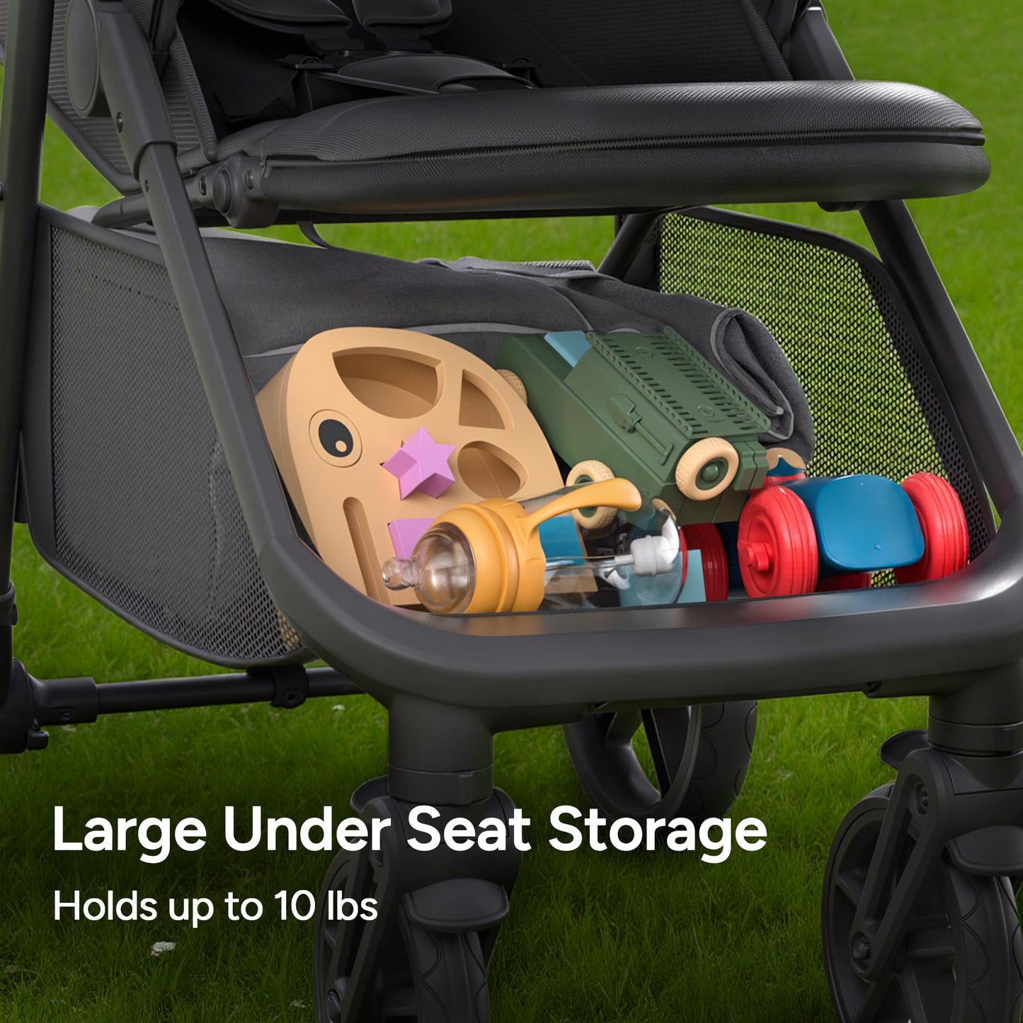 Mompush Nova Baby Stroller for Toddler, Infant & Newborn | Spacious Seat & Lie-Flat Mode | Compact One-Hand Fold, UPF 50+ Canopy & All-Wheel Suspension | Includes Rain Cover & Cup Holder