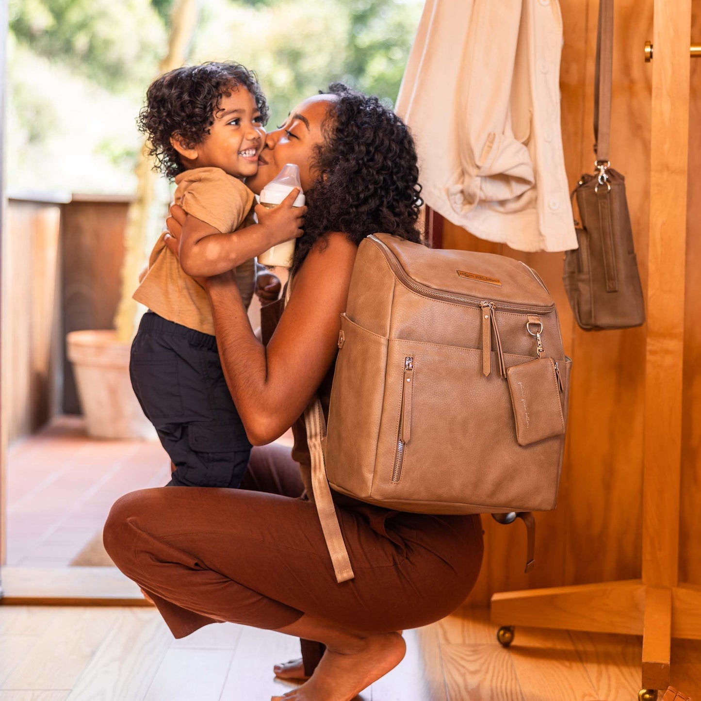 Petunia Pickle Bottom Tempo Backpack, Designed for Busy Families, Attaches to Stroller or Suitcase, Spacious Main Compartment, Mink