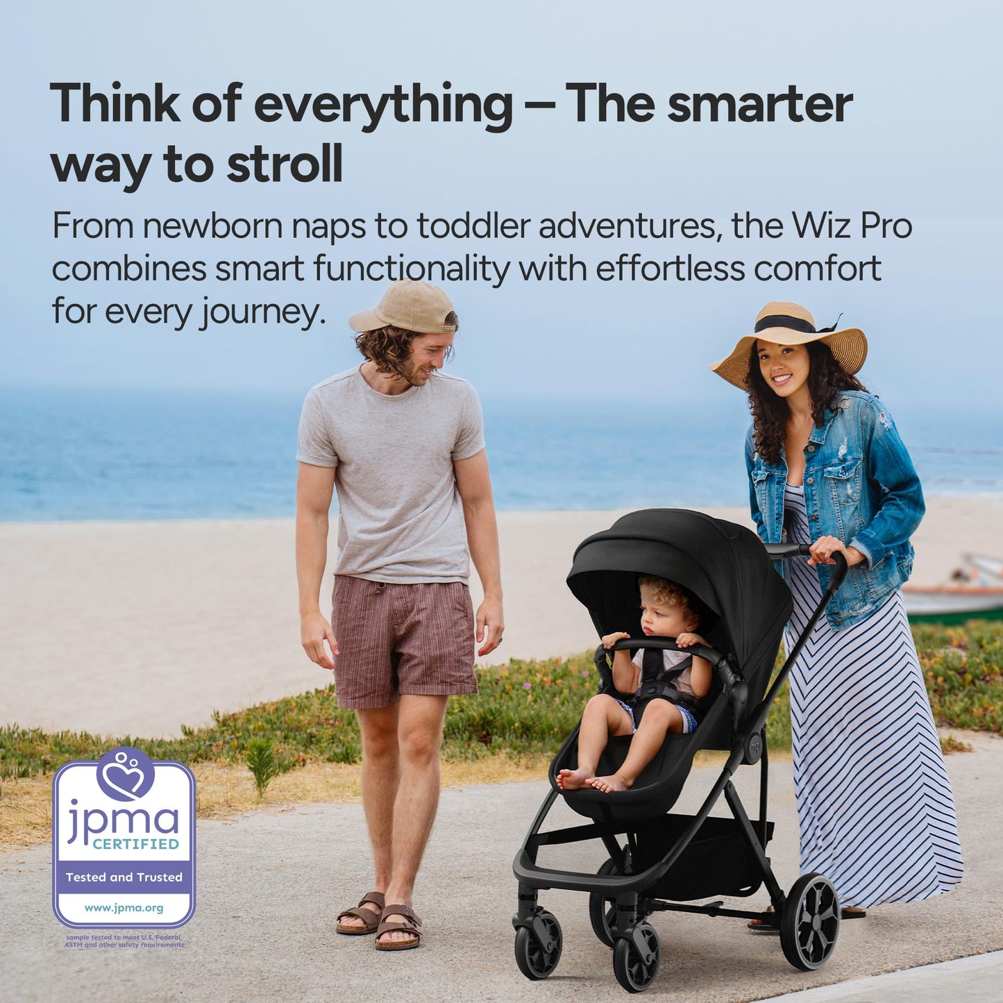 Mompush Wiz Pro 4-in-1 Baby Stroller with Bassinet Mode, Full-Size All-Terrain Premium Stroller from Newborn to Toddler, Snack Tray Included for Easy Feeding & Outing, Lay-Flat in Seconds