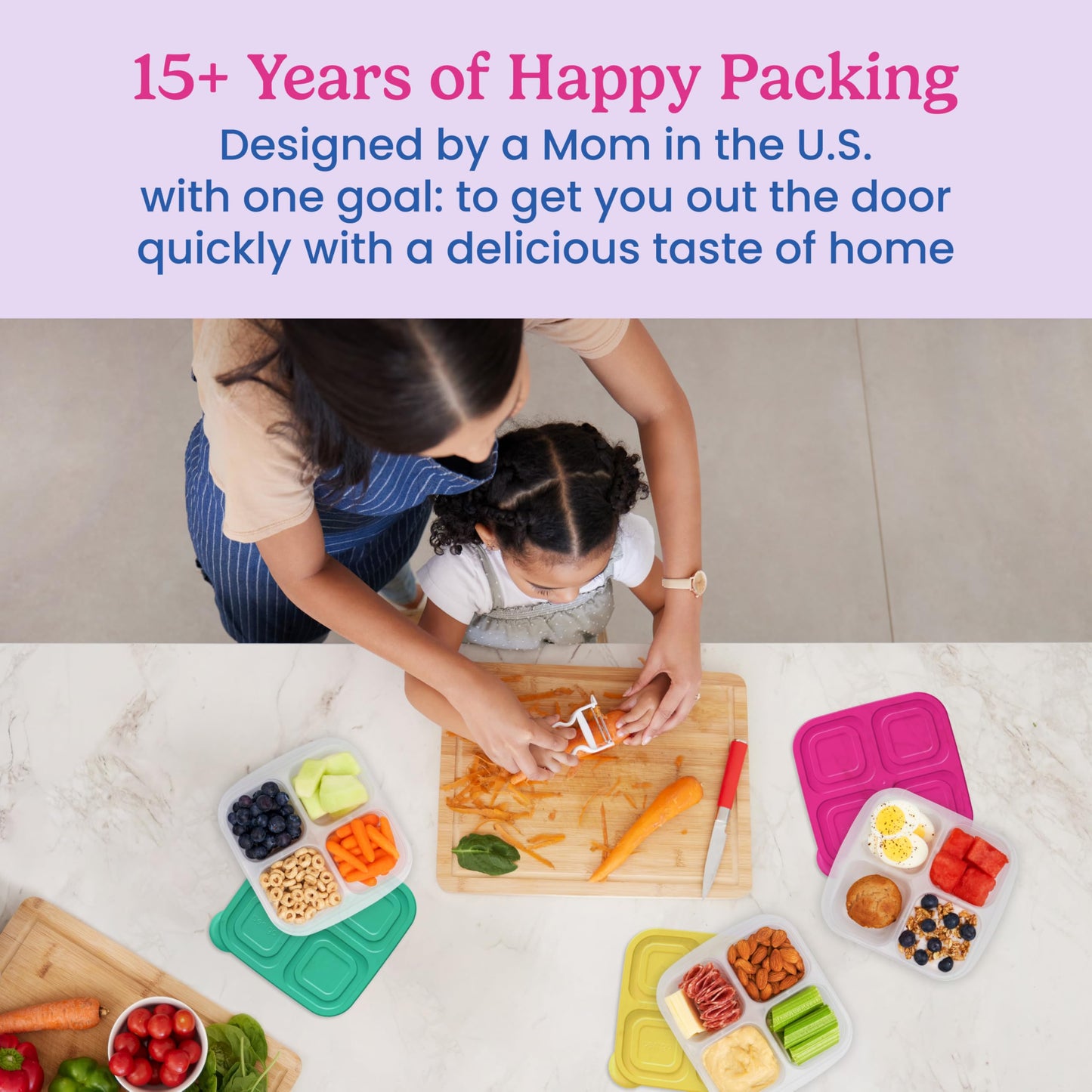 Bentgo Easyboxes 4-Compartment Snack Containers - 8-Piece Set with 4 Trays & 4 Custom-Fit Lids to Seal in Freshness - Reusable Food Storage & Meal Prep Bento BPA-Free Containers (Brights)