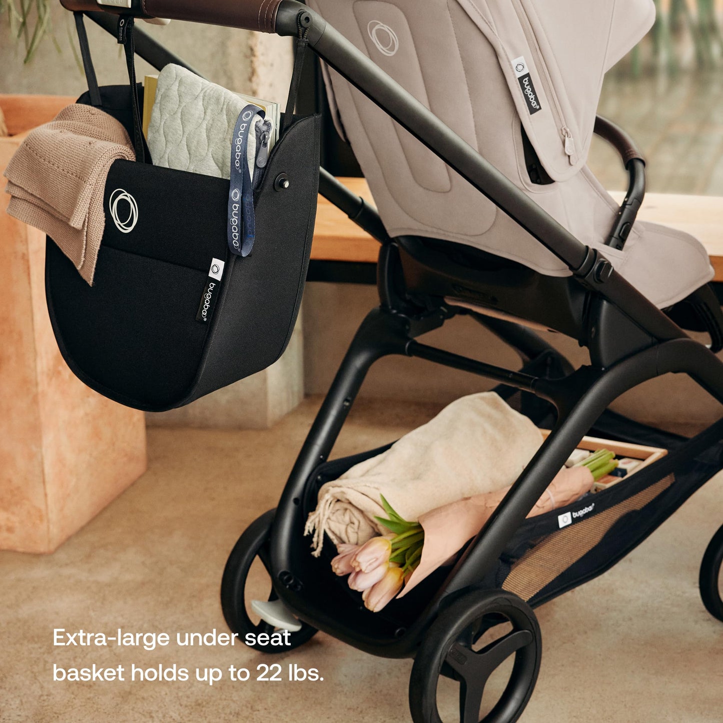 Bugaboo Dragonfly City Stroller, Lightweight Compact Baby Stroller with One Hand Easy Fold in Any Position, Full Suspension, XL Underseat Basket, Graphite Chassis and Grey Melange Sun Canopy