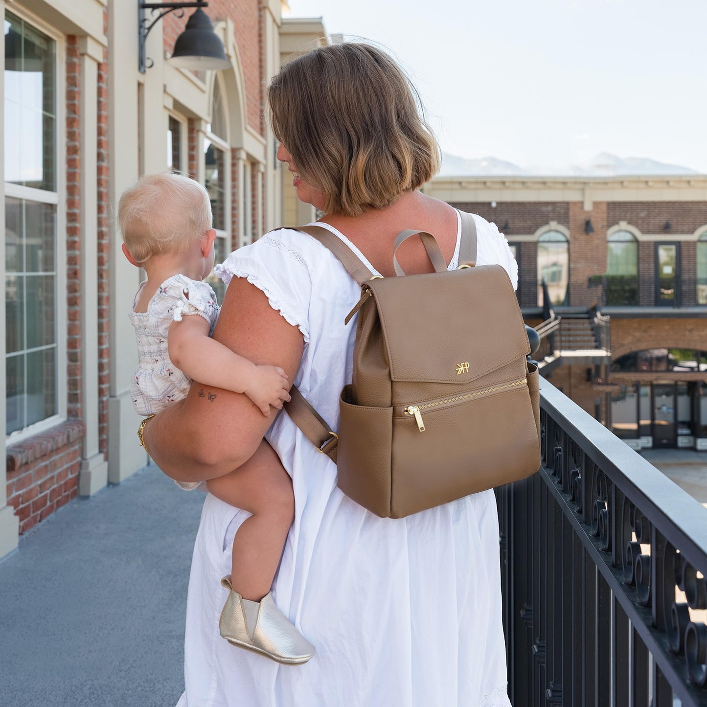 Freshly Picked Mini Diaper Bag II Backpack – Premium Vegan Leather Small Baby Bag with Changing Pad, Compact, Lightweight & Stylish for Moms On-the-Go, Toffee