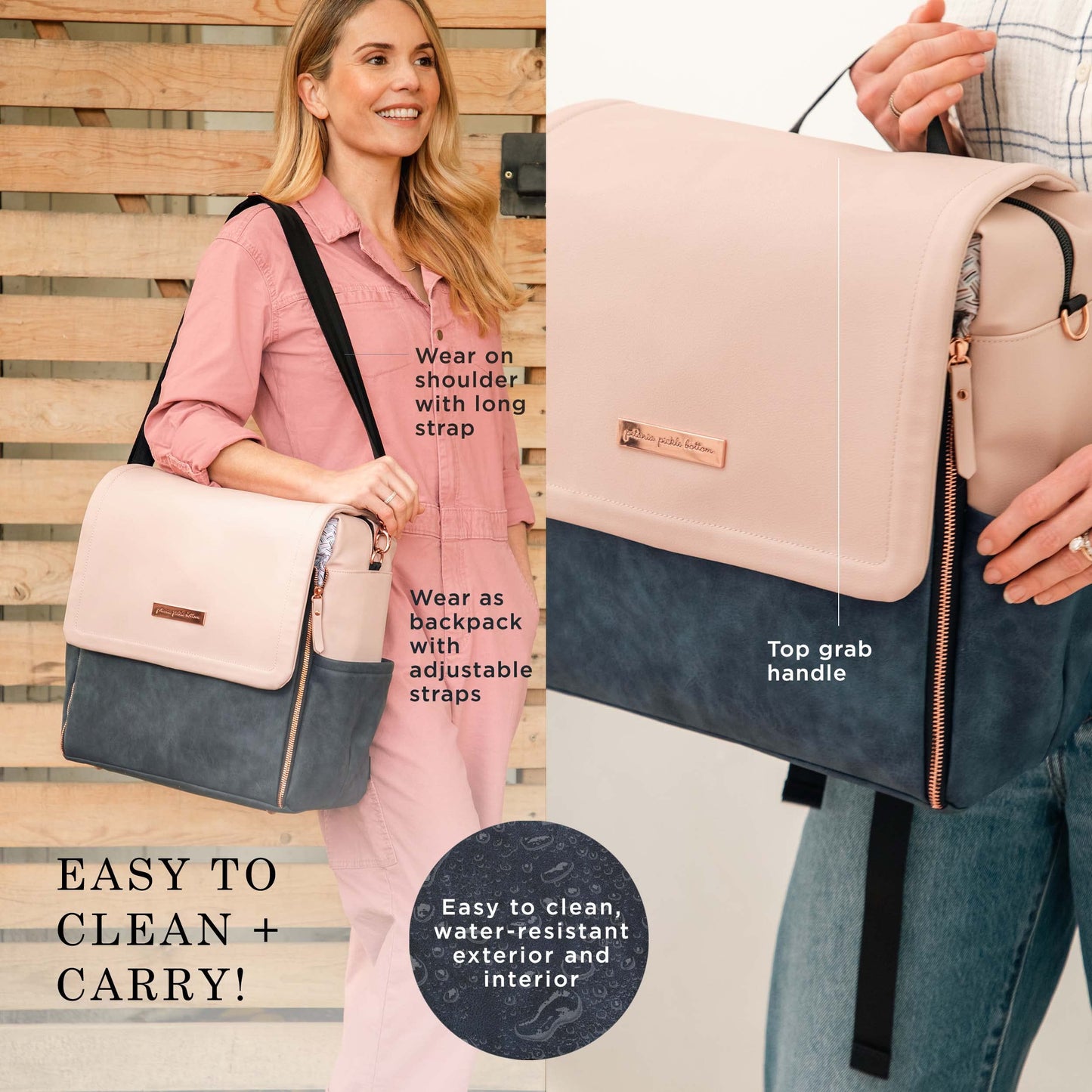 Petunia Pickle Bottom Boxy Backpack, Diaper Bag, Stylish Baby Bag, Spacious Backpack, On-The-Go Moms, Indigo Blush