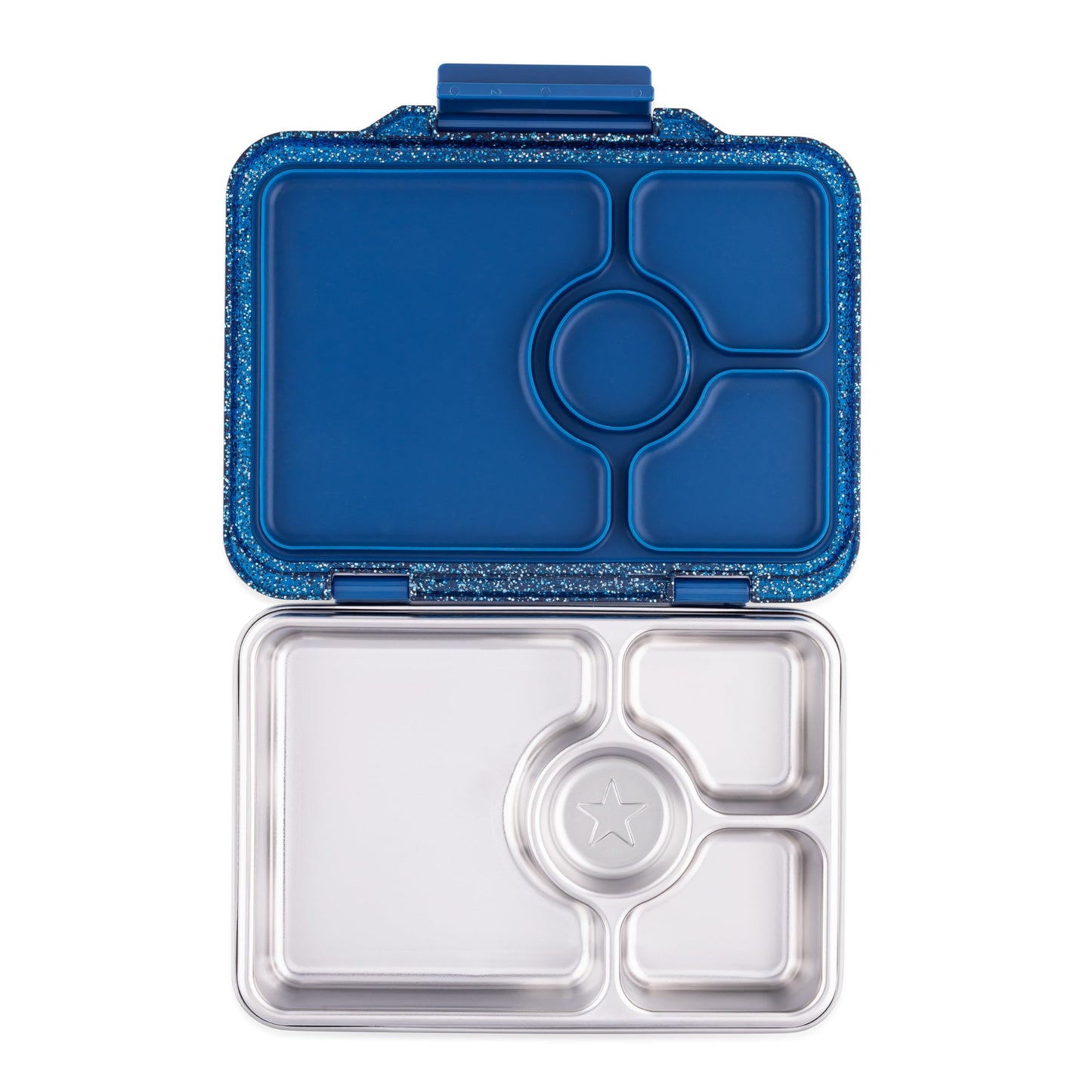 Yumbox Prêt Stainless Steel Bento Box – Leakproof, Reusable Lunch Box with Compartments for Kids & Adults – Sandwich-Friendly, BPA-Free, Eco-Friendly Lunch Container (Glitter Blue)