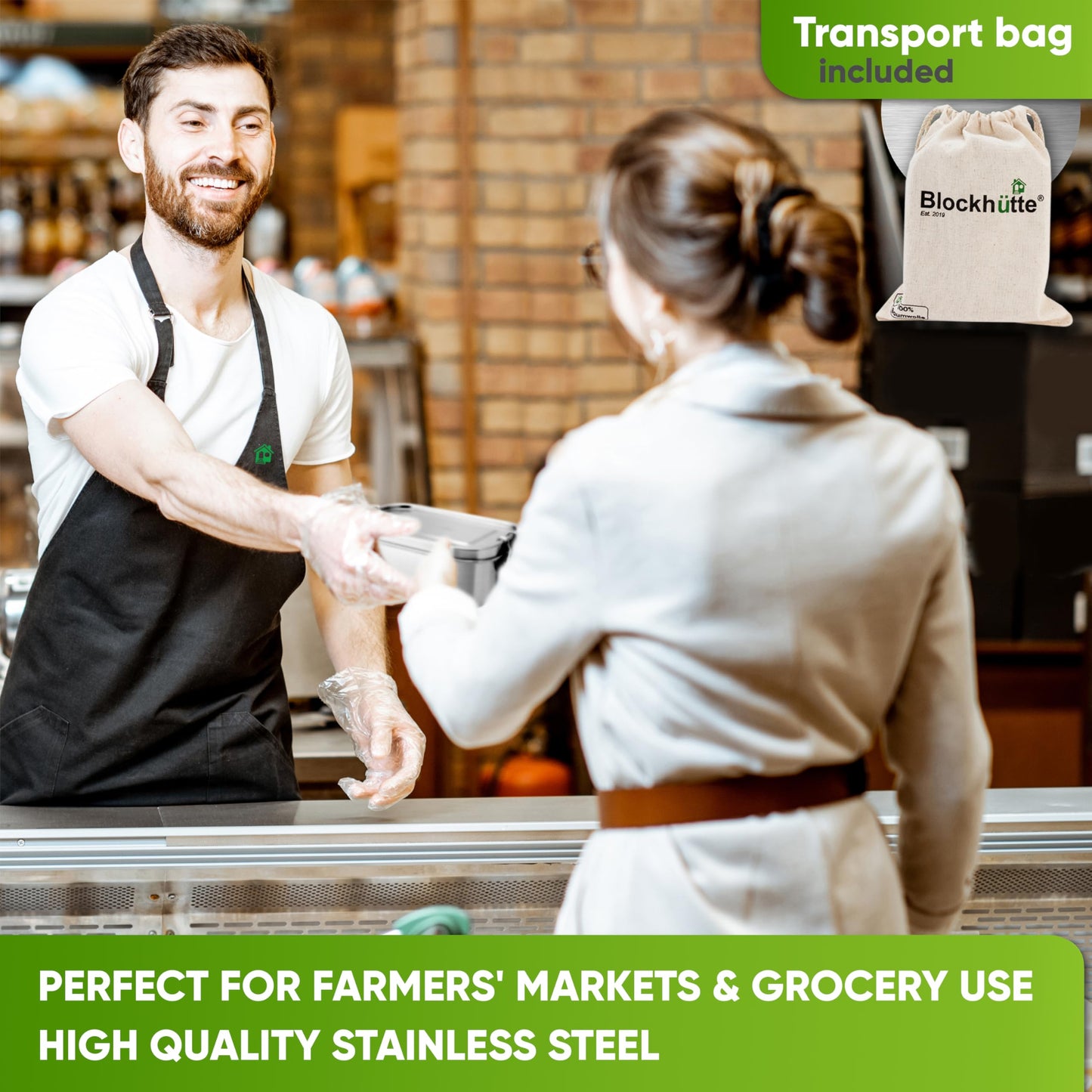 Blockhütte Stainless Steel Lunch Box I 27oz I with free sealing I Bento Box 3 Compartments, Leak-Proof Food Containers, Metal Lunchbox for Travel & Work, Eco-Friendly Meal Storage Solution