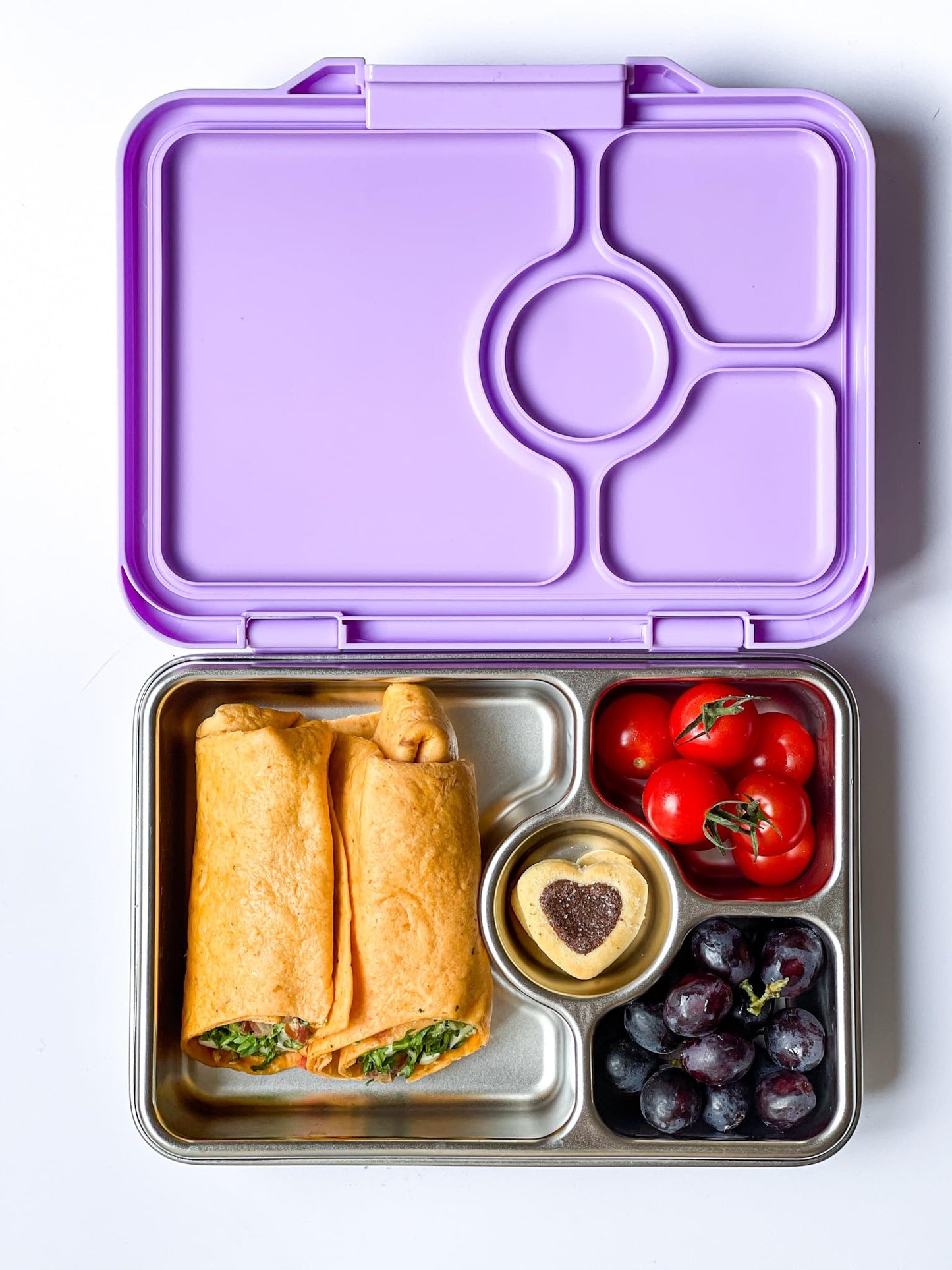 Yumbox Prêt Leakproof Stainless Steel Bento Lunch Box, 3.4 Cup Healthy Portion Size for Balanced Eating – Durable Lunch Container for Sandwiches & Snacks (Lavande Purple)