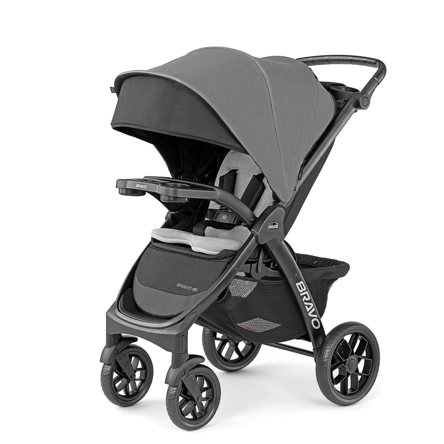 Chicco Bravo LE ClearTex Full-Size Stroller for Babies and Toddlers, UPF-Rated Canopy, GREENGUARD Gold Certified, Lightweight, One-Hand Compact Fold | Pewter/Grey