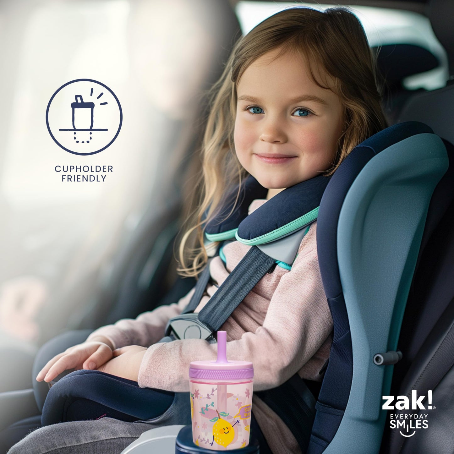 Zak Designs Kelso Toddler Cups For Travel or At Home, 15oz 2-Pack Durable Plastic Sippy Cups With Leak-Proof Design is Perfect For Kids (Fanciful Unicorn, Happy Skies)