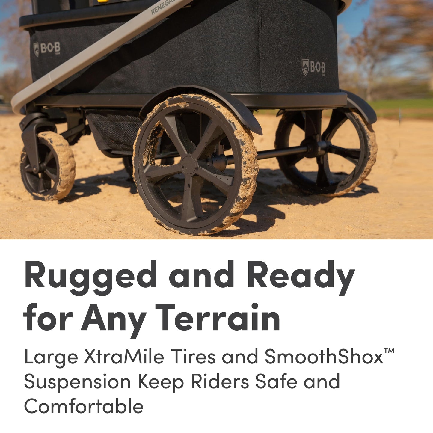 BOB Gear Renegade Canopy Stroller Wagon with 3 Seats, 5-Point Harness System, All-Terrain Tires, and Push and Pull Handle, Nightfall
