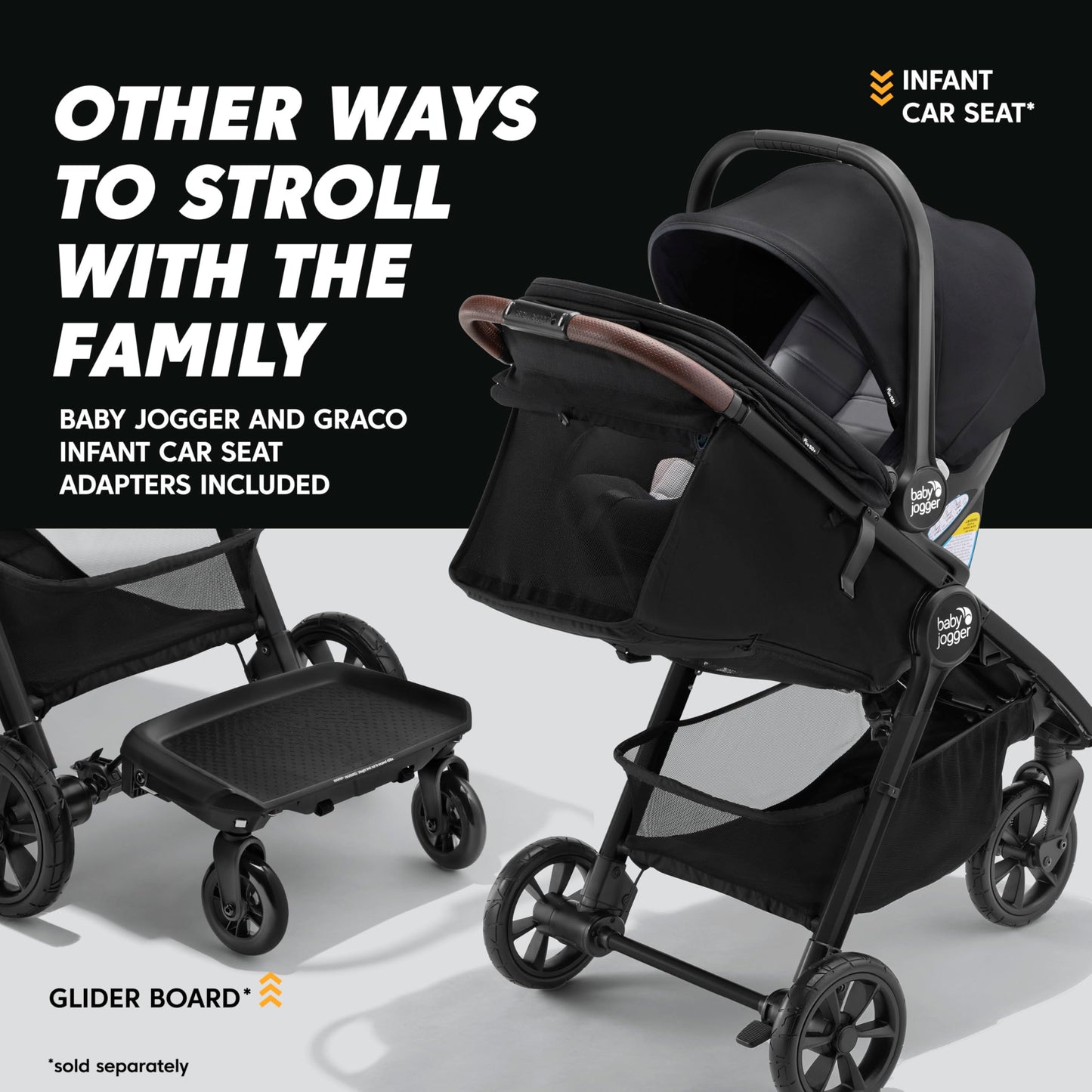 Baby Jogger City Mini GT3 All Terrain Stroller with Forever Air Rubber Tires and All Wheel Suspension with Magnetic Buckle and No-Rethread Harness, Height-Adjustable Handlebar, and Foot Brake