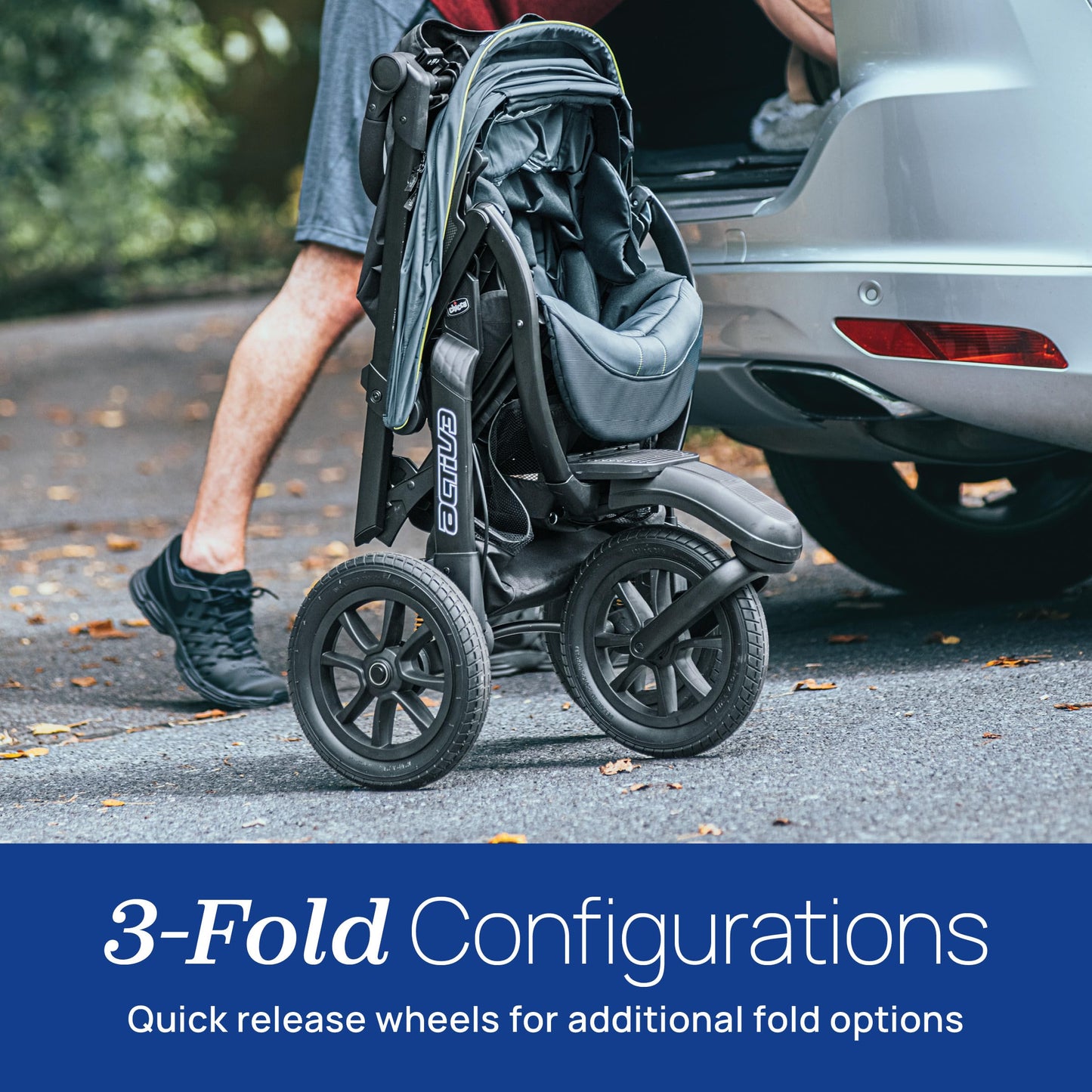 Chicco Activ3 Jogging Stroller, All-Terrain Stroller, Compatible with Chicco Infant Car Seats (not Included), Baby Travel Gear | Eclipse/Grey