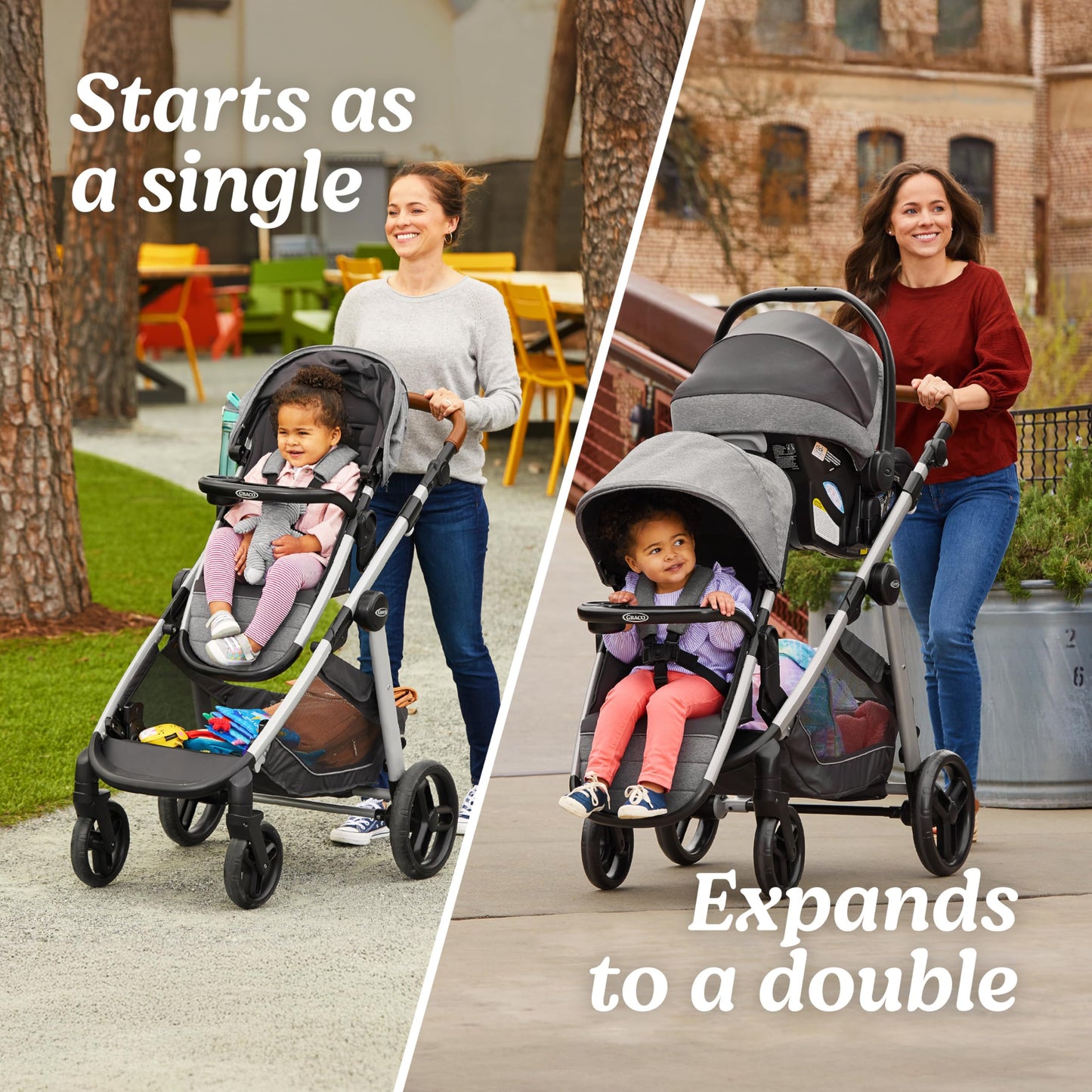 Graco Modes Nest2Grow Baby Stroller, Slide2Me Adjustable Seat, 4 Modes of Use Capability from Infant Car Seat Carrier to a Double Stroller, Maison