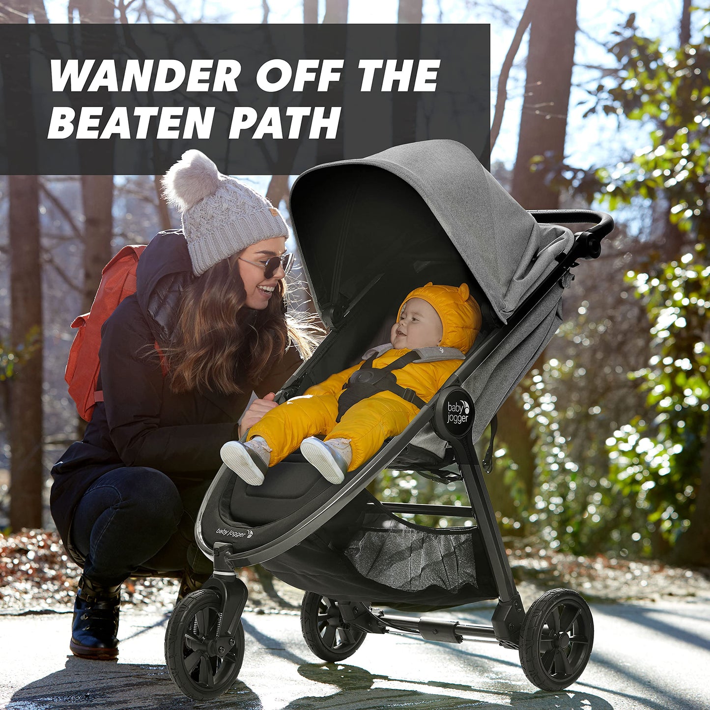 Baby Jogger City Mini GT2 All-Terrain Lightweight Stroller with Forever Air Tires One-Hand Fold and All-Wheel Suspension Pike Exclusive Includes Belly Bar Leatherette Handlebar & Premium Fabric