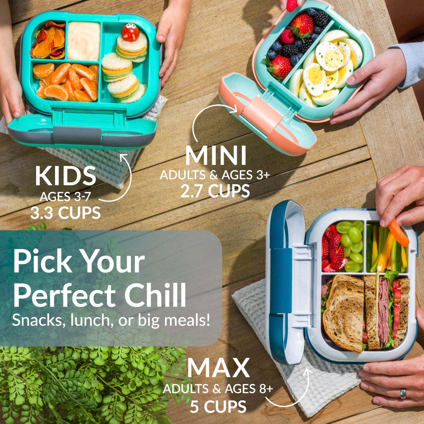 Bentgo Chill Max Leak-Proof XL Lunch Box - Included Ice Pack Keeps Food Cold; 5-Cup Capacity for Adults & Ages 8+, 3 or 4 Compartment Bento Box, BPA-Free, Dishwasher Safe (Fog & Deep Teal)