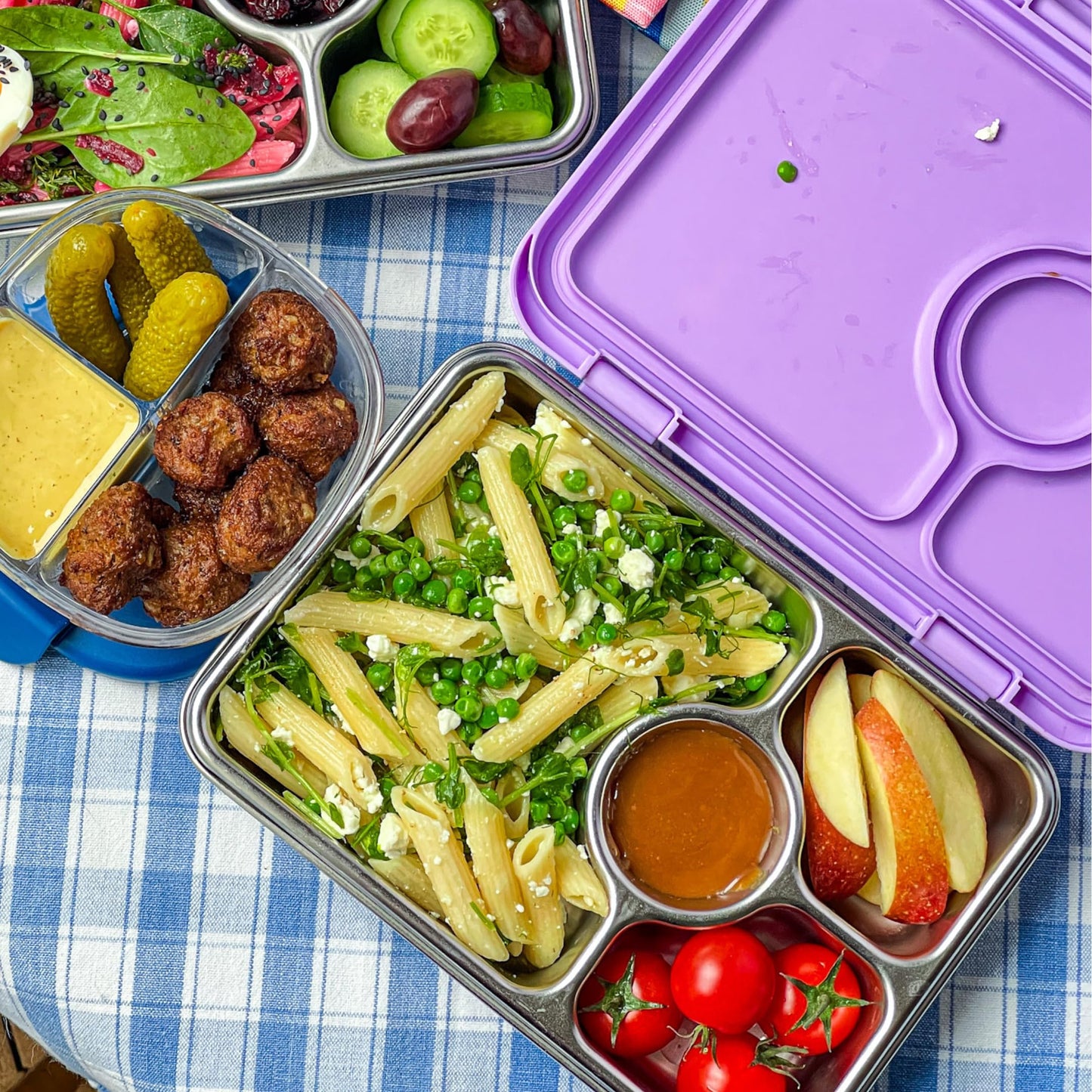 Yumbox Prêt Leakproof Stainless Steel Bento Lunch Box, 3.4 Cup Healthy Portion Size for Balanced Eating – Durable Lunch Container for Sandwiches & Snacks (Lavande Purple)