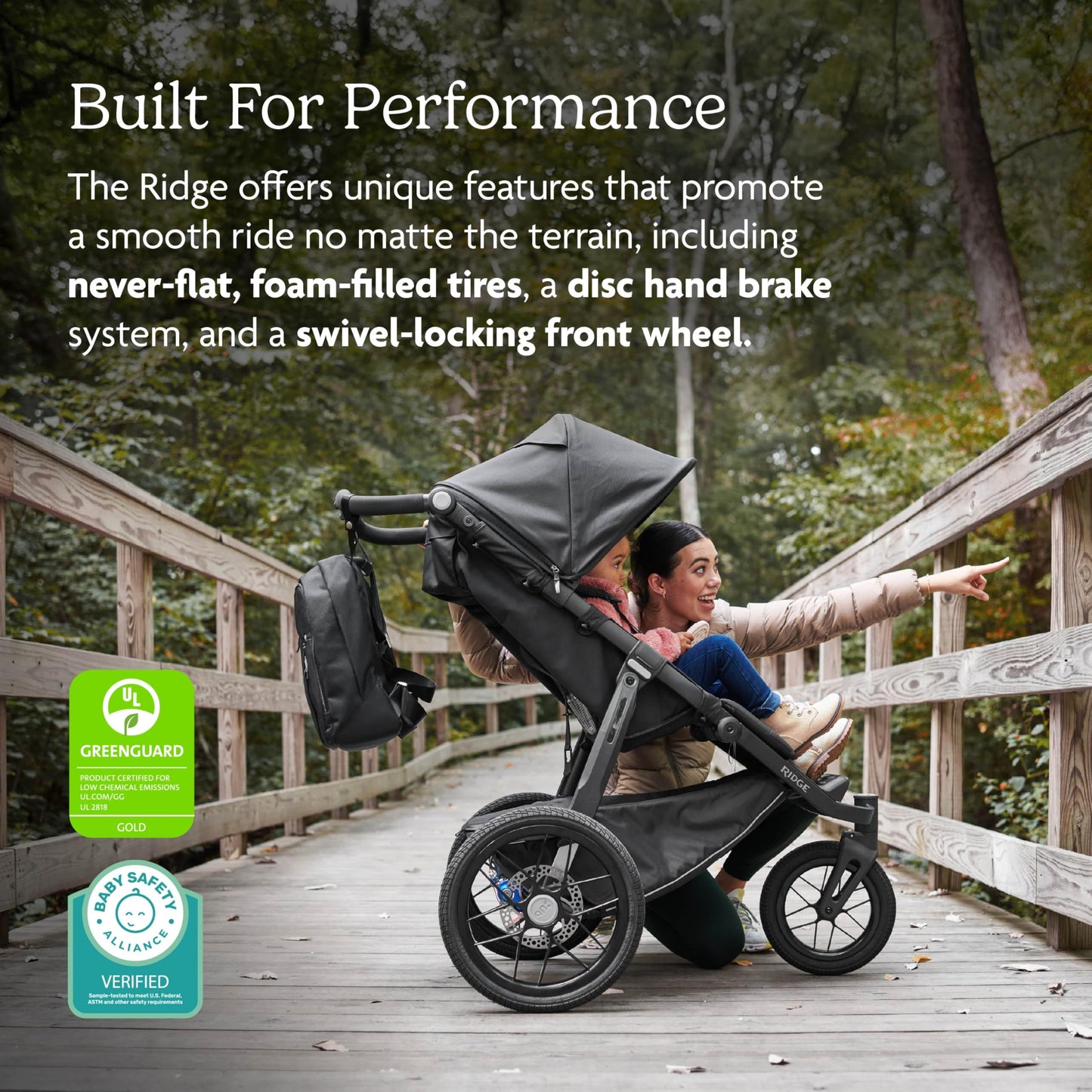 UPPAbaby Ridge Jogging Stroller/Durable Performance Jogger with Never-Flat Tires/Built for Walking, Running, Hiking/Water Bottle Holder and Basket Cover Included/Jake (Charcoal/Carbon Frame)
