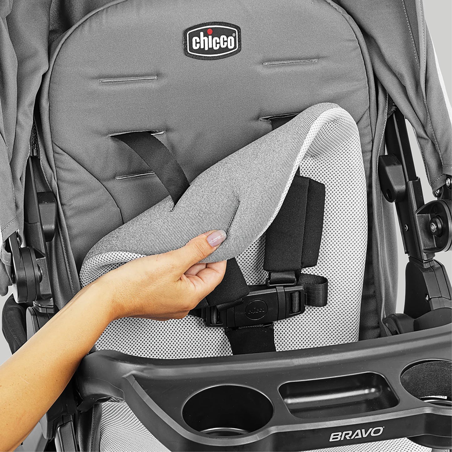 Chicco Bravo LE ClearTex Full-Size Stroller for Babies and Toddlers, UPF-Rated Canopy, GREENGUARD Gold Certified, Lightweight, One-Hand Compact Fold | Pewter/Grey